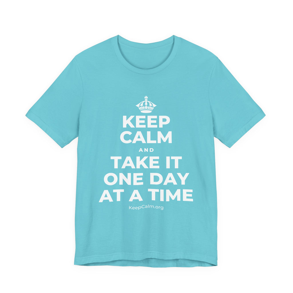 KEEP CALM AND TAKE IT ONE DAY AT A TIME T-Shirt (Soft Cream–Heather Mauve)