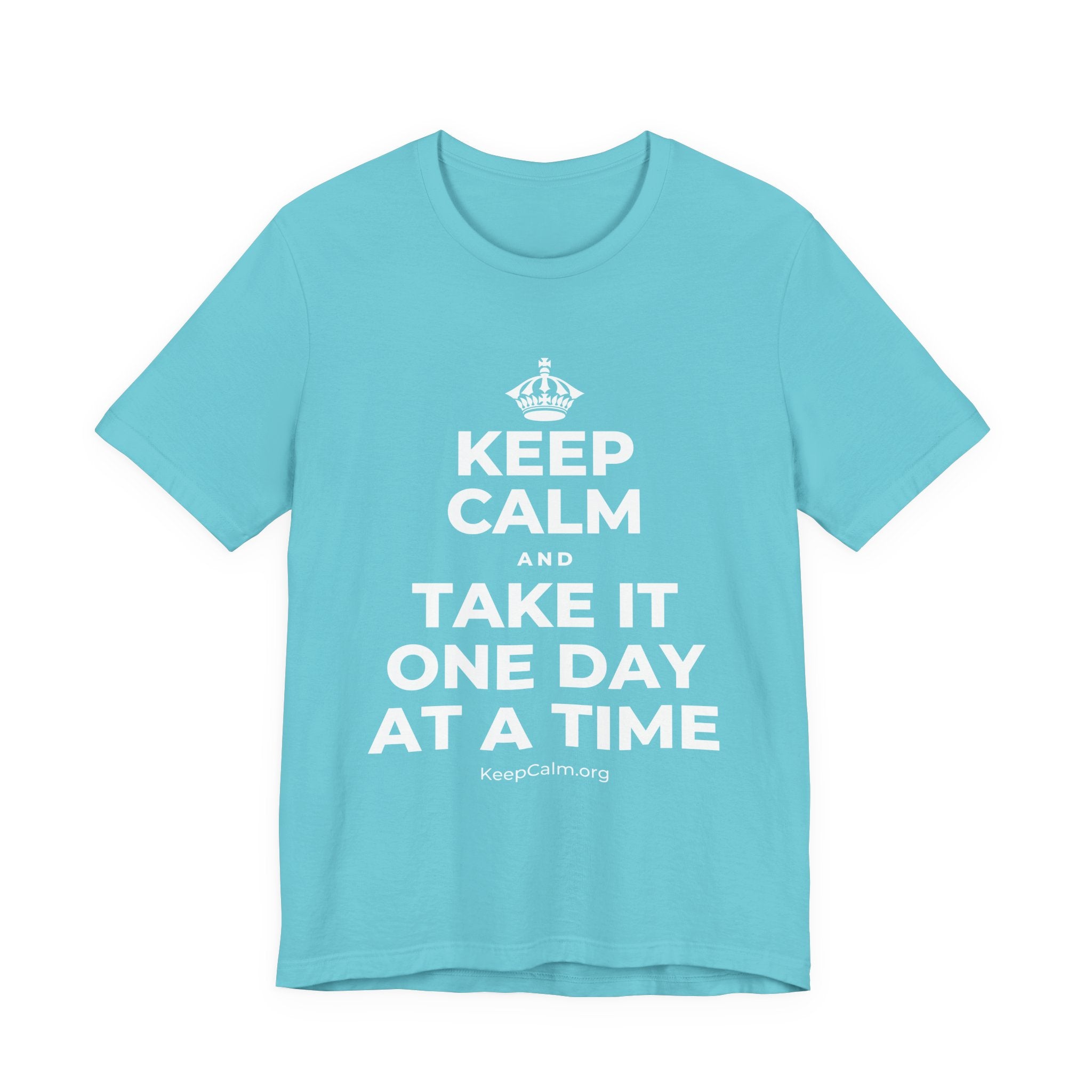 KEEP CALM AND TAKE IT ONE DAY AT A TIME T-Shirt (Soft Cream–Heather Mauve)