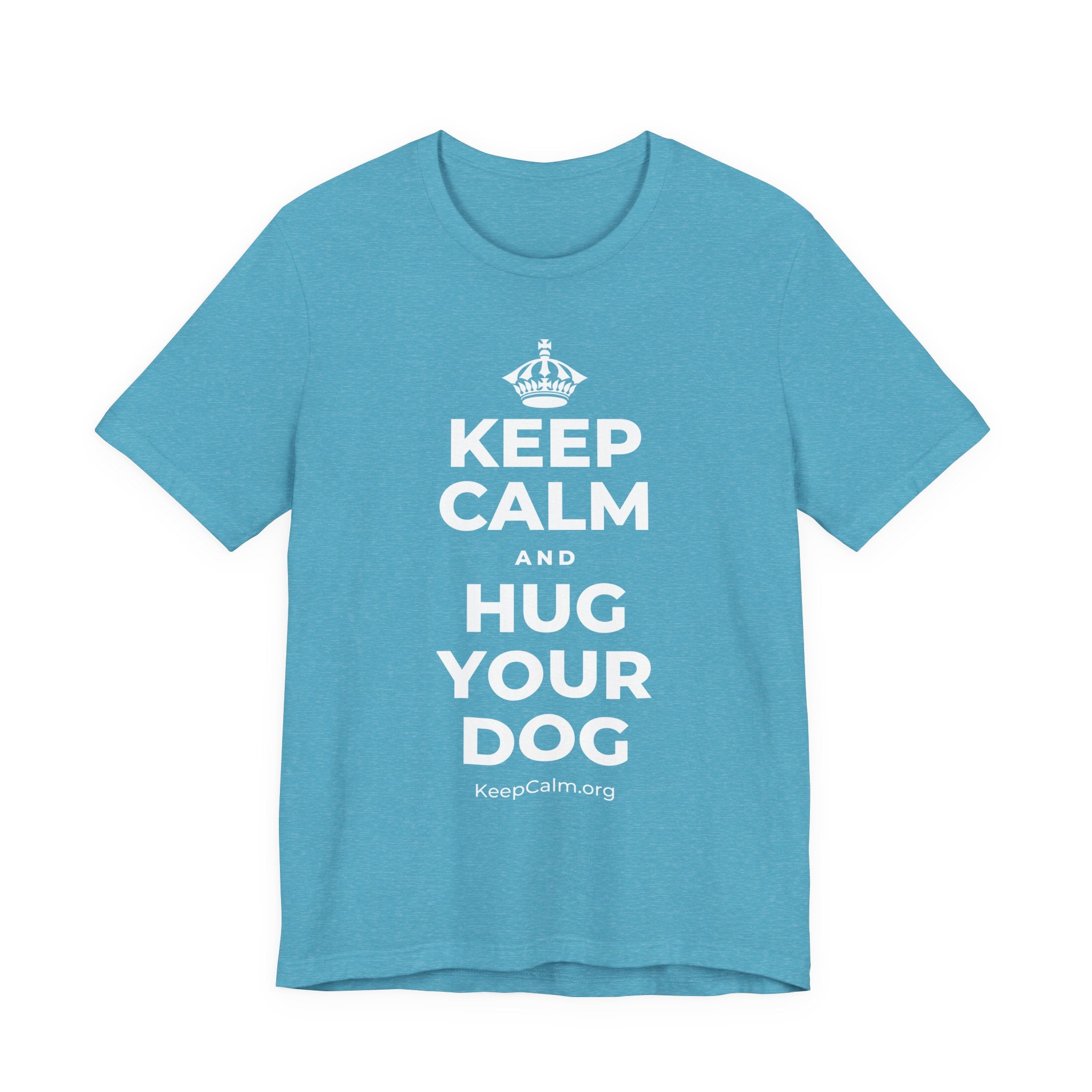 KEEP CALM AND HUG YOUR DOG T-Shirt (Soft Cream–Heather Mauve)