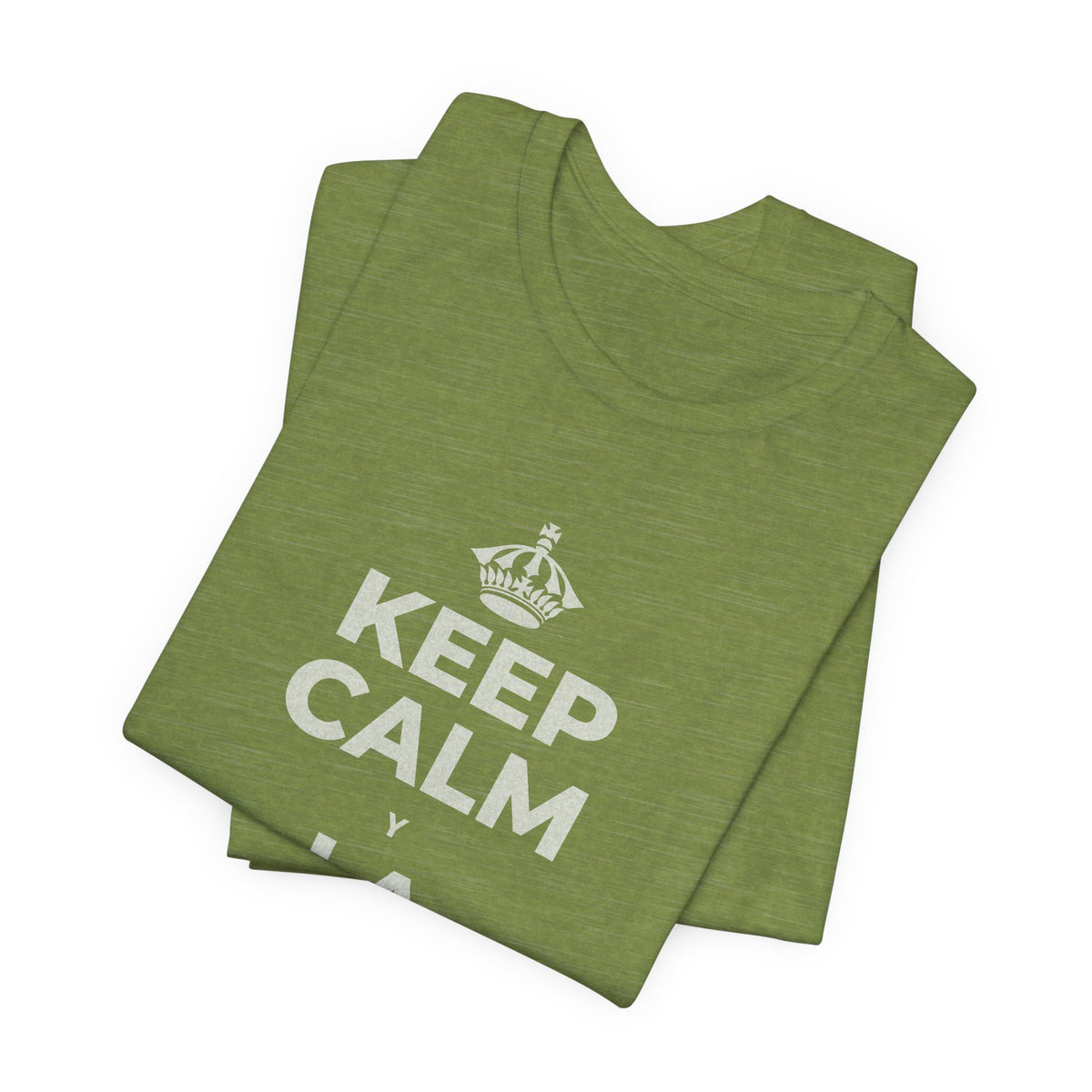 KEEP CALM Y LA FRENTE EN ALTO T-Shirt (Baby Blue–Silver)