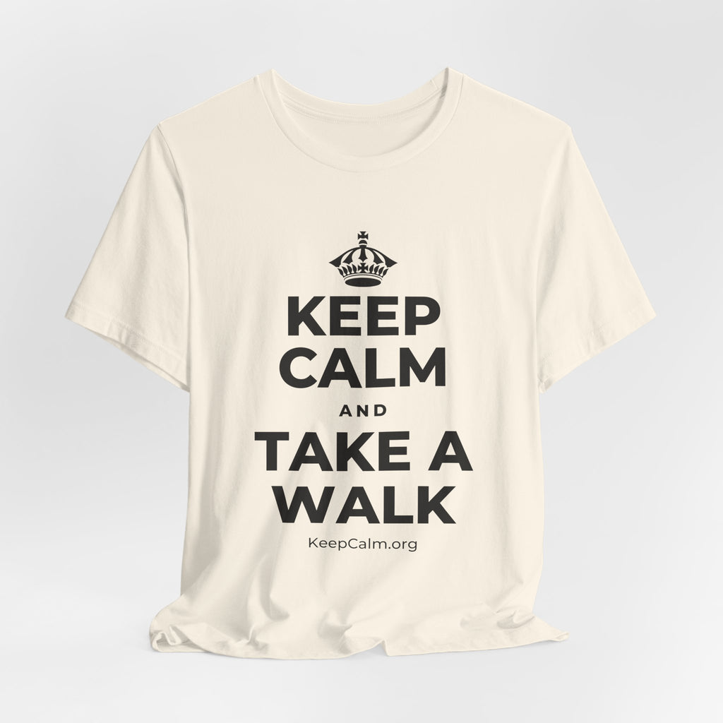 KEEP CALM AND TAKE A WALK T-Shirt (White–Asphalt)