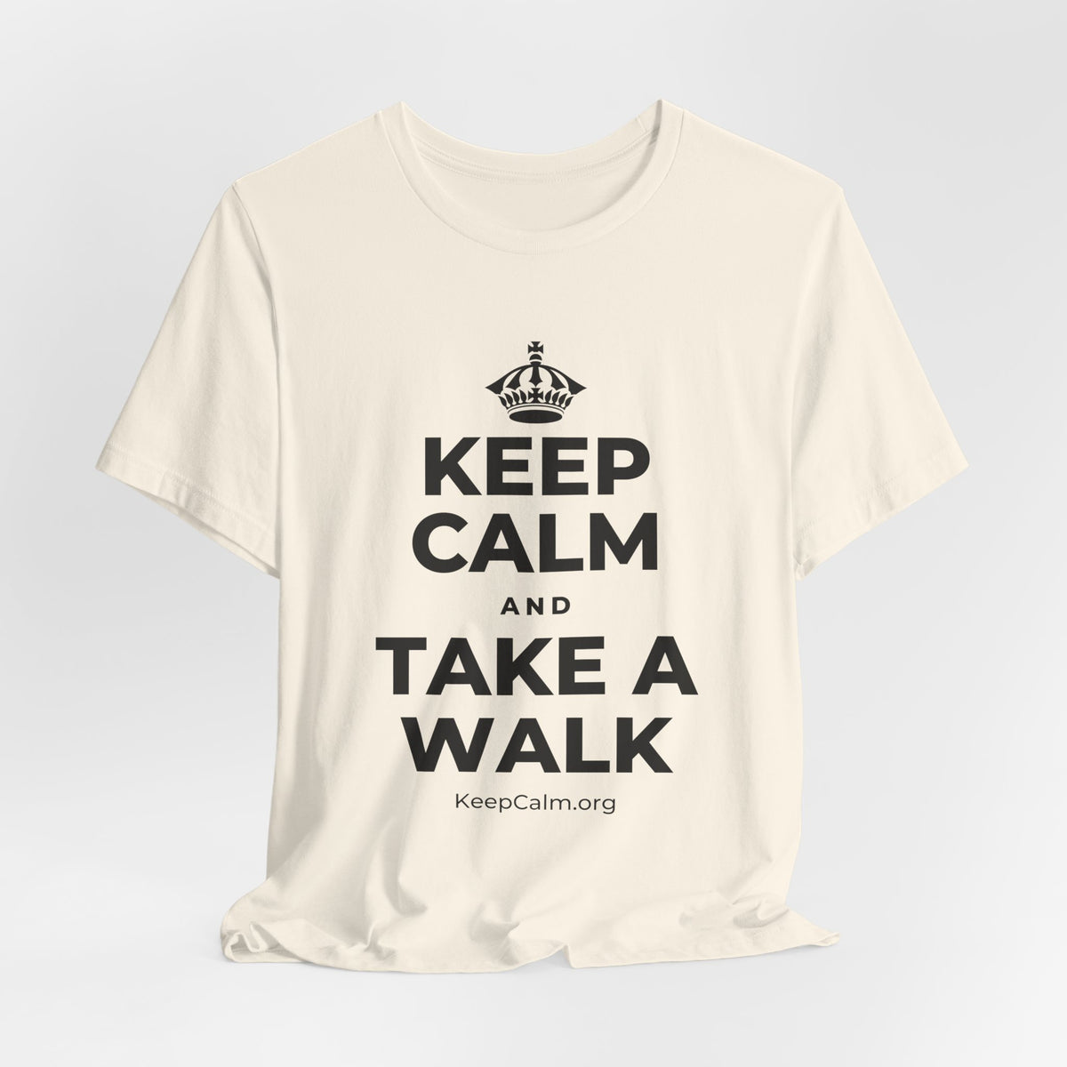 KEEP CALM AND TAKE A WALK T-Shirt (White–Asphalt)