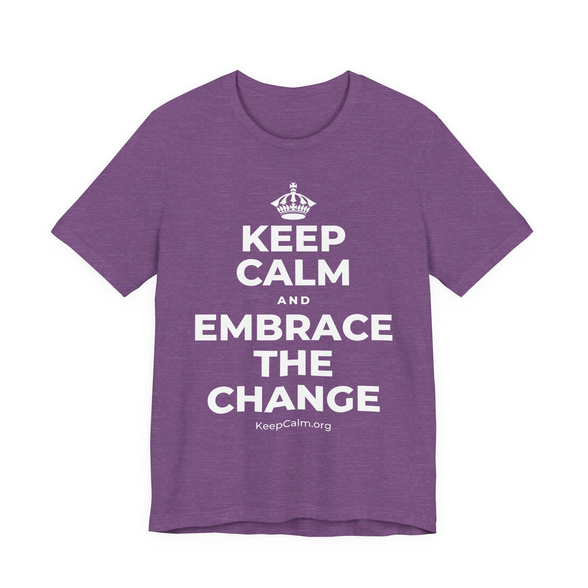 KEEP CALM AND EMBRACE THE CHANGE T-Shirt (Baby Blue–Silver)