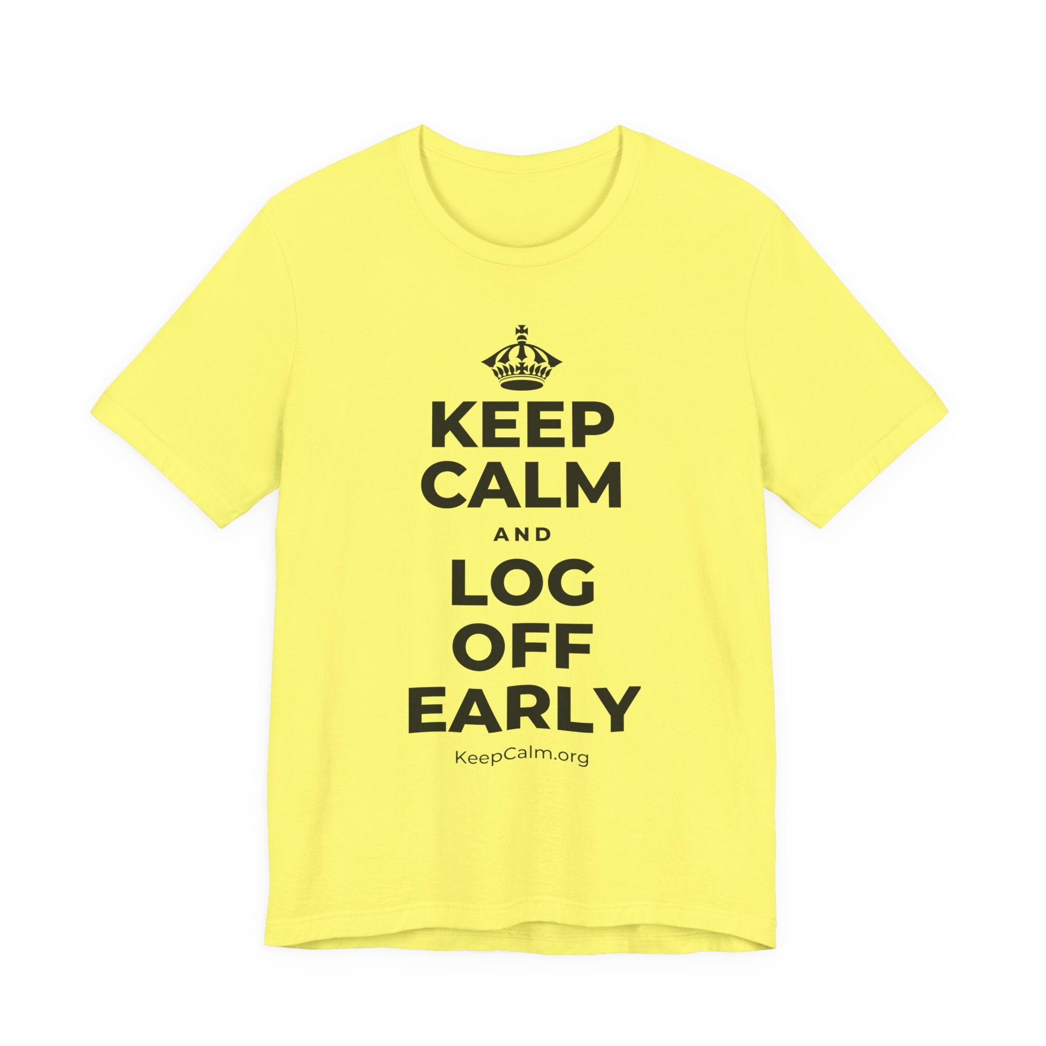 KEEP CALM AND LOG OFF EARLY T-Shirt (Soft Cream–Heather Mauve)
