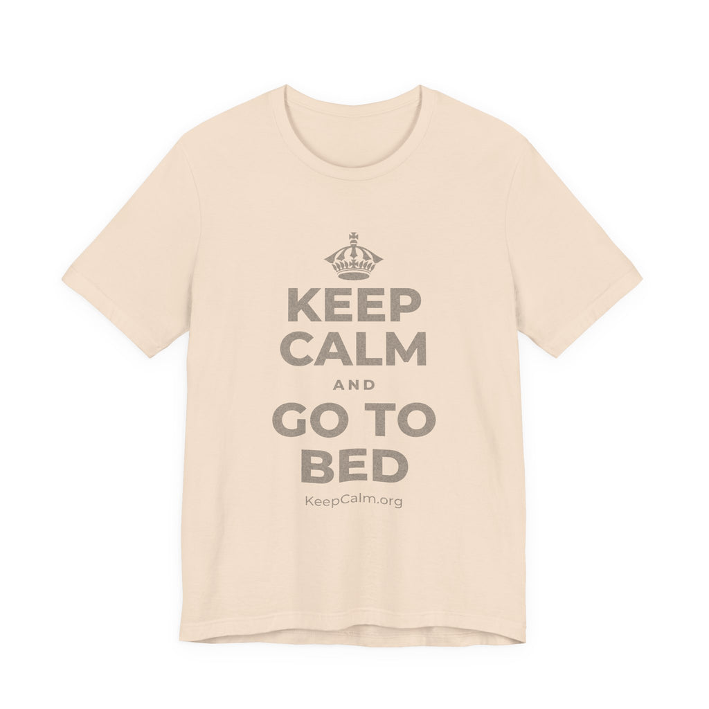 KEEP CALM AND GO TO BED T-Shirt (Soft Cream–Heather Mauve)