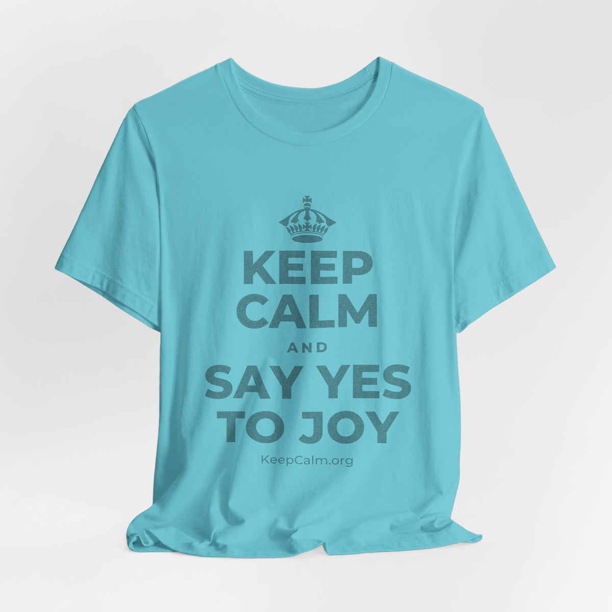KEEP CALM AND SAY YES TO JOY T-Shirt (Soft Cream–Heather Mauve)
