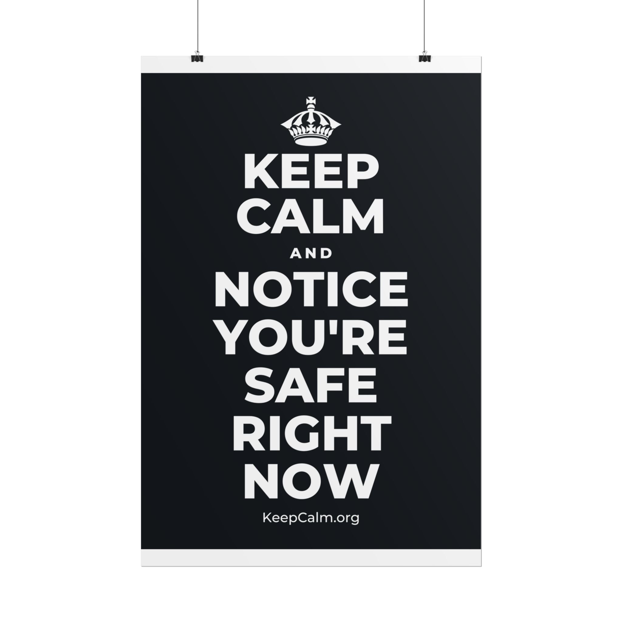 KEEP CALM AND NOTICE YOU'RE SAFE RIGHT NOW Poster (Dark)