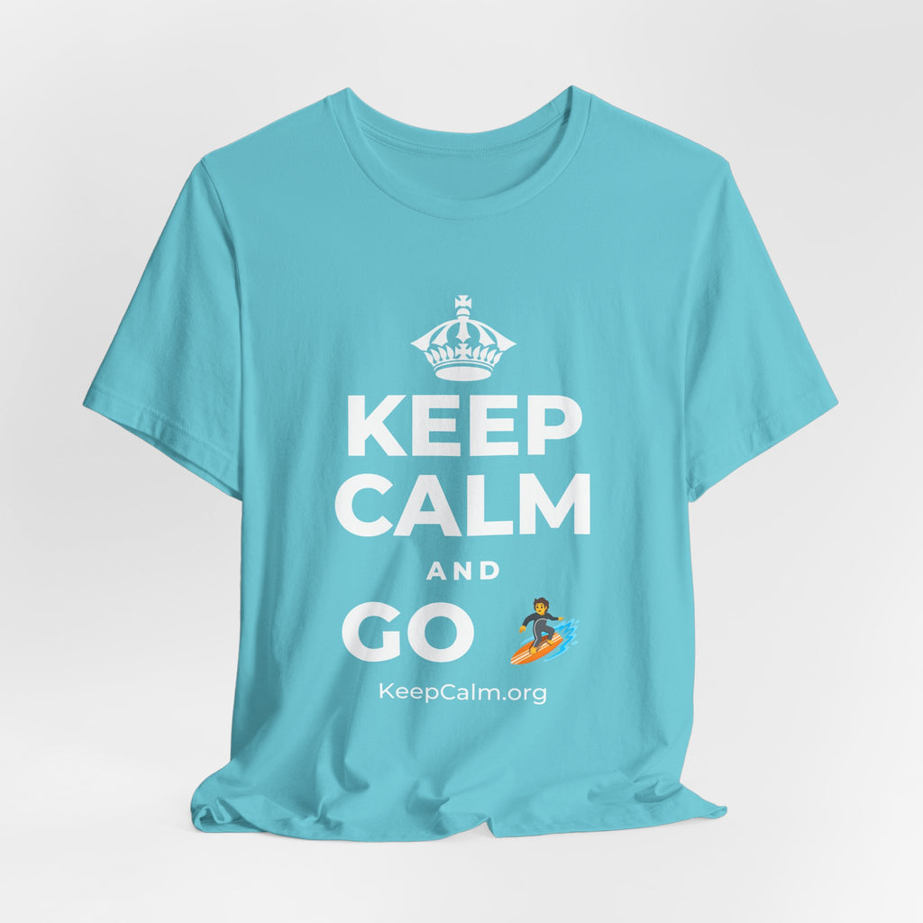 KEEP CALM AND GO 🏄 T-Shirt (Soft Cream–Heather Mauve)