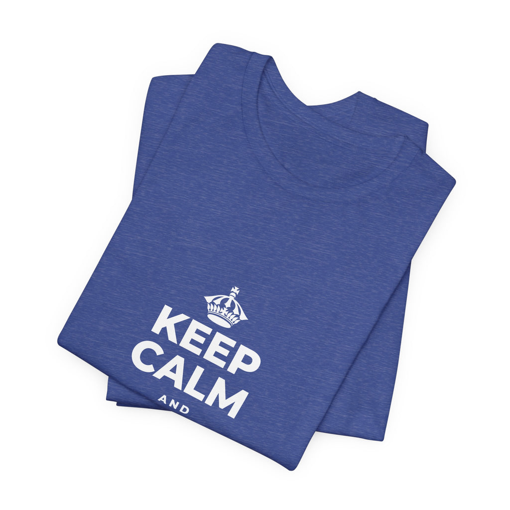 KEEP CALM AND CHASE THE MOONLIGHT T-Shirt (Baby Blue–Silver)