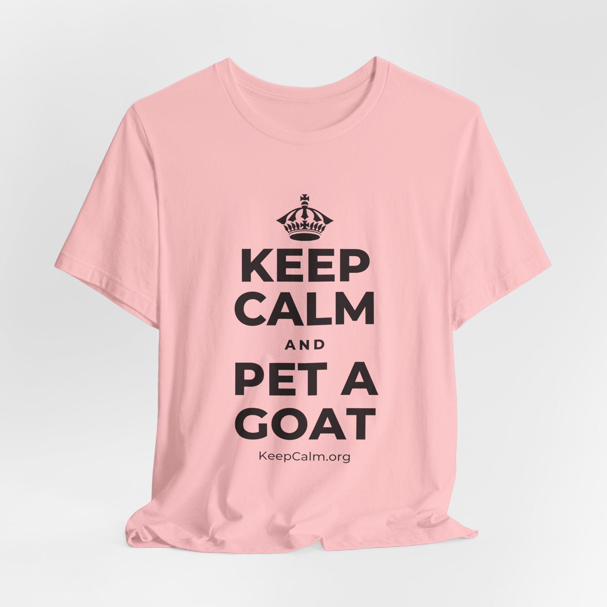 KEEP CALM AND PET A GOAT T-Shirt (White–Asphalt)