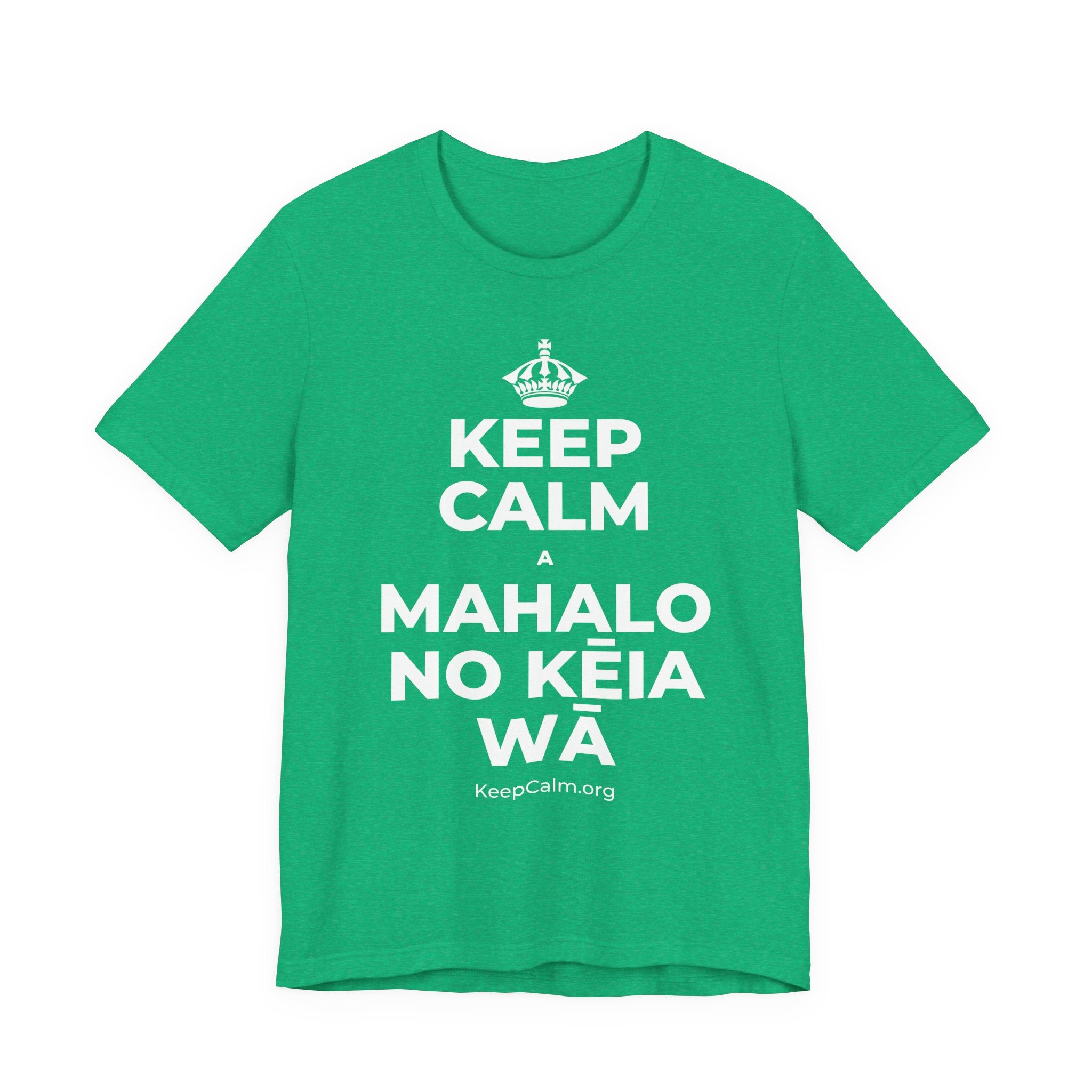 KEEP CALM A MAHALO NO KĒIA WĀ T-Shirt (Baby Blue–Silver)