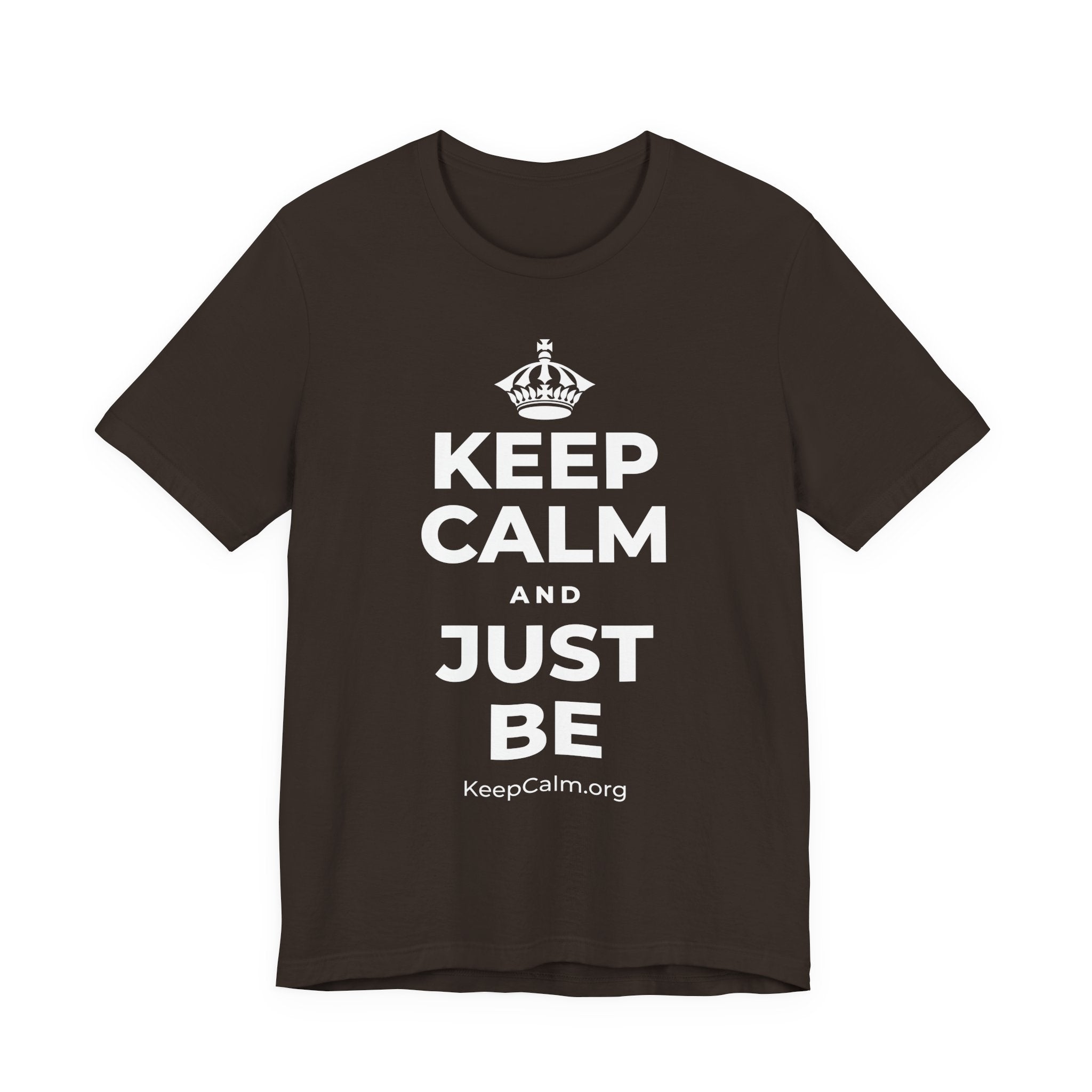KEEP CALM AND JUST BE T-Shirt (Soft Cream–Heather Mauve)