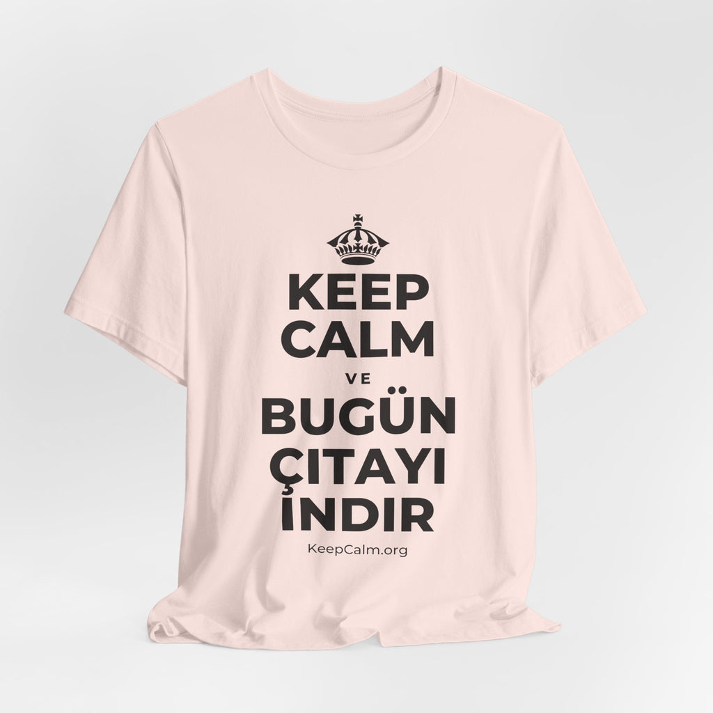 KEEP CALM VE BUGÜN ÇITAYI INDIR T-Shirt (Soft Cream–Heather Mauve)