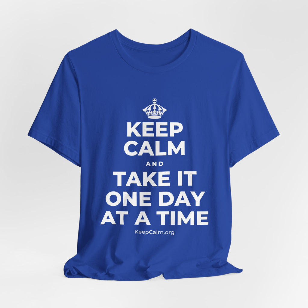KEEP CALM AND TAKE IT ONE DAY AT A TIME T-Shirt (Soft Cream–Heather Mauve)