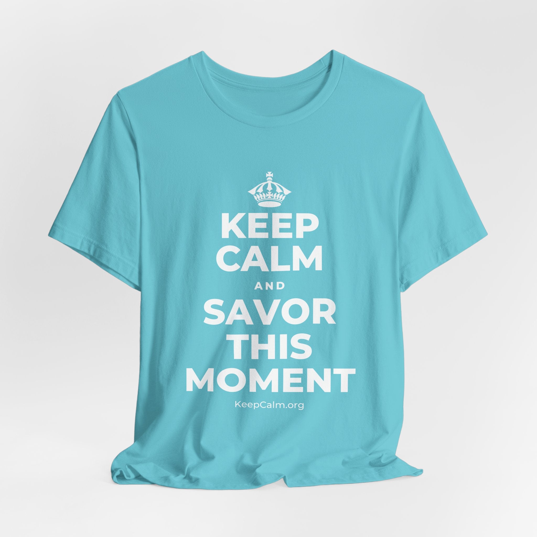 KEEP CALM AND SAVOR THIS MOMENT T-Shirt (Soft Cream–Heather Mauve)