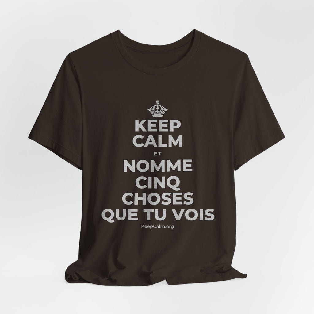 KEEP CALM ET NOMME CINQ CHOSES QUE TU VOIS T-Shirt (Soft Cream–Heather Mauve)