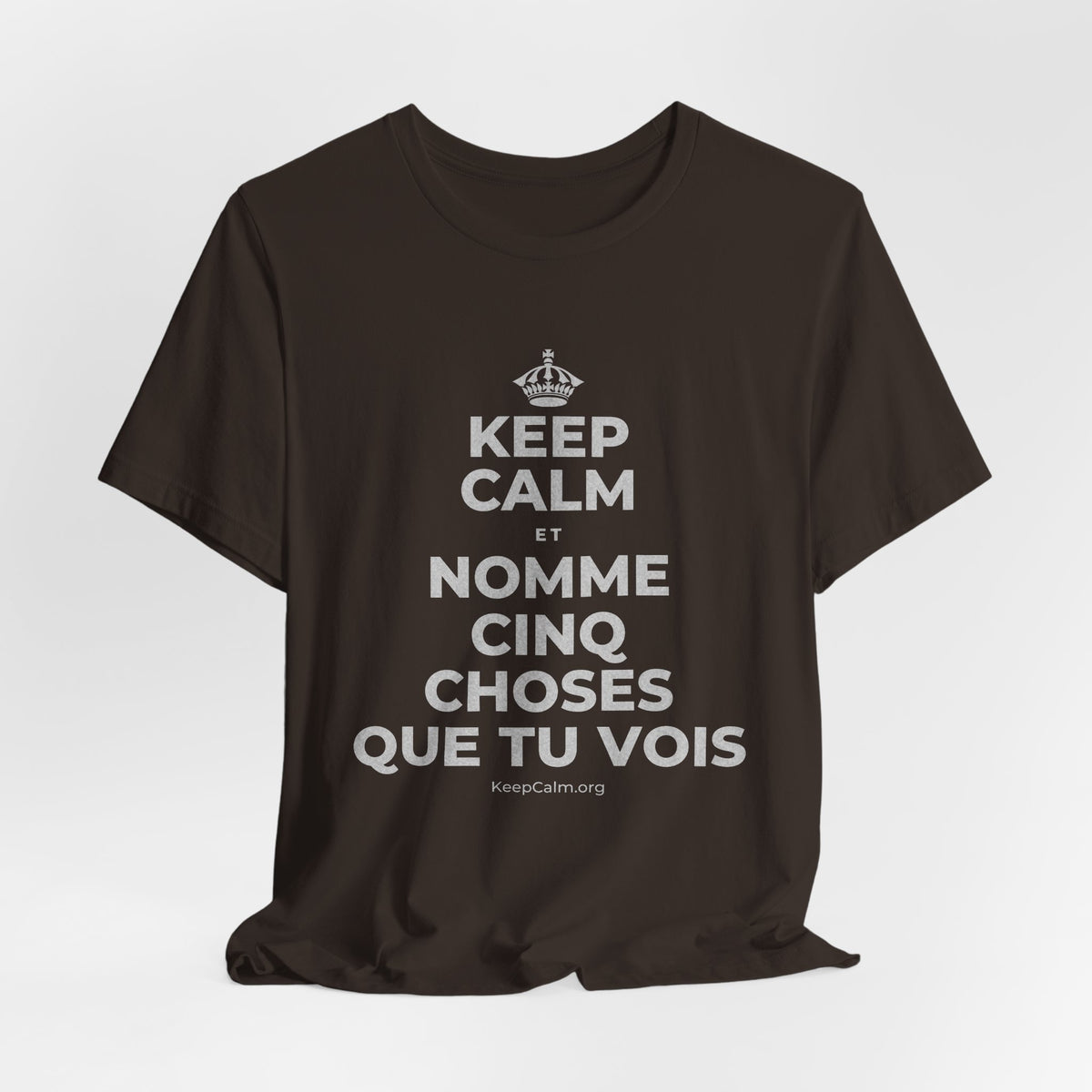 KEEP CALM ET NOMME CINQ CHOSES QUE TU VOIS T-Shirt (Soft Cream–Heather Mauve)