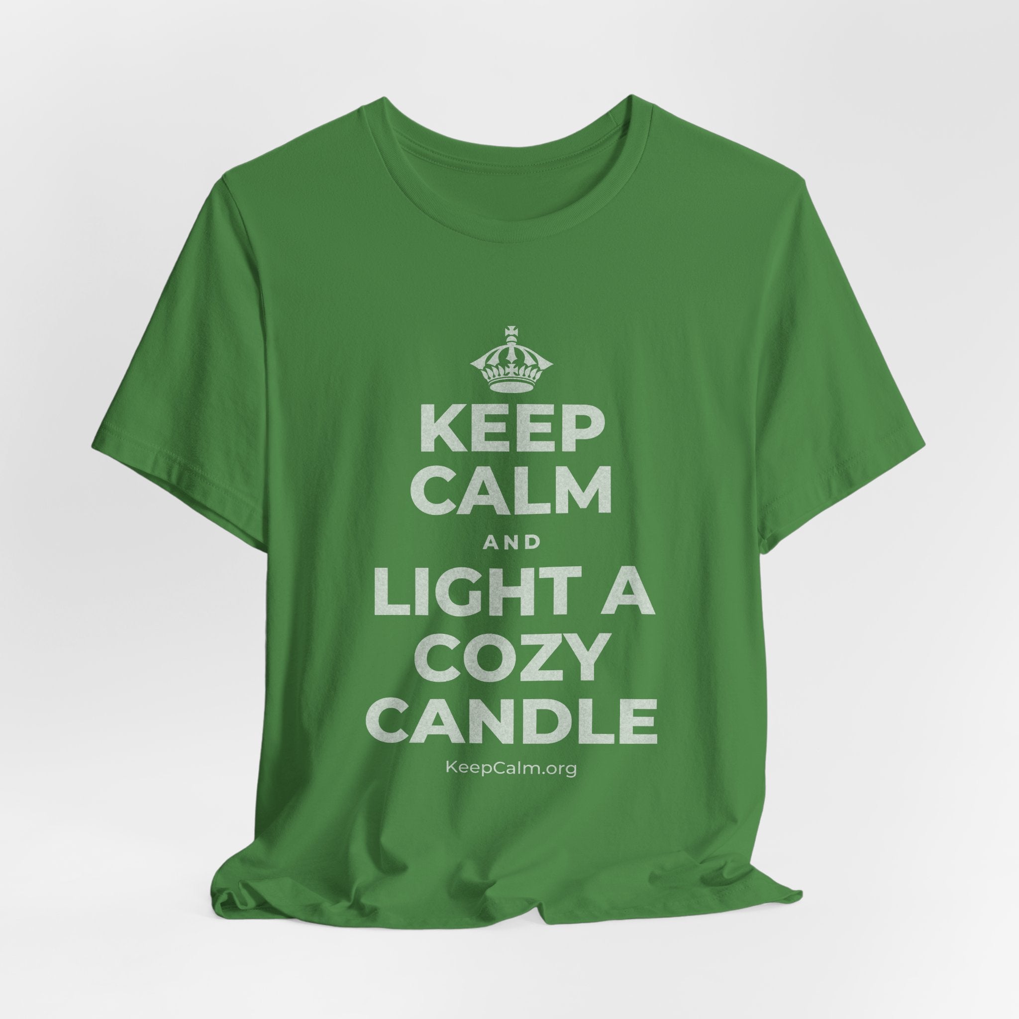 KEEP CALM AND LIGHT A COZY CANDLE T-Shirt (Baby Blue–Silver)