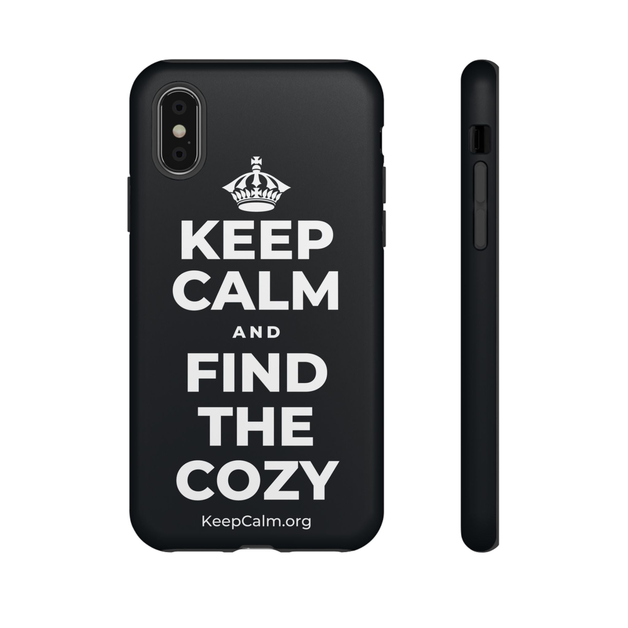 KEEP CALM AND FIND THE COZY Phone Case (Dark)
