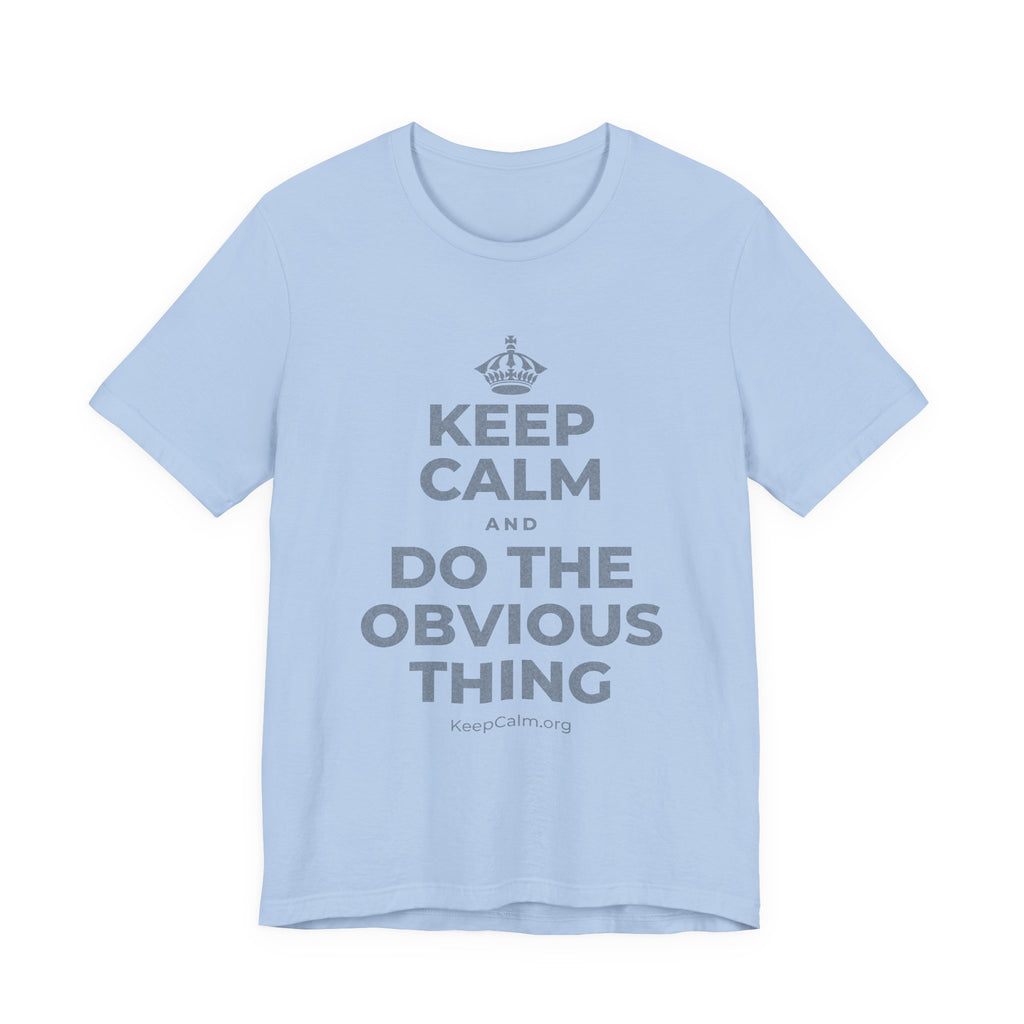 KEEP CALM AND DO THE OBVIOUS THING T-Shirt (Baby Blue–Silver)