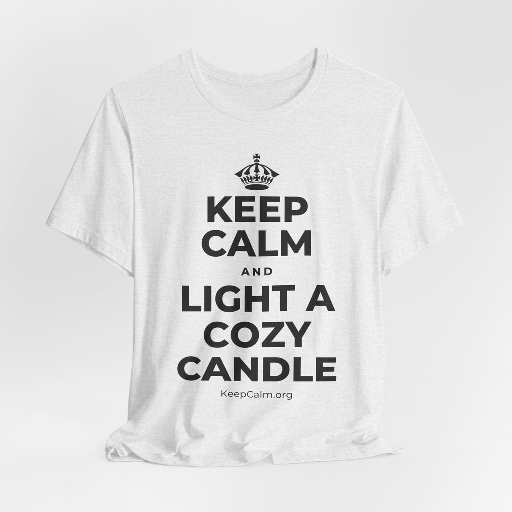 KEEP CALM AND LIGHT A COZY CANDLE T-Shirt (Soft Cream–Heather Mauve)