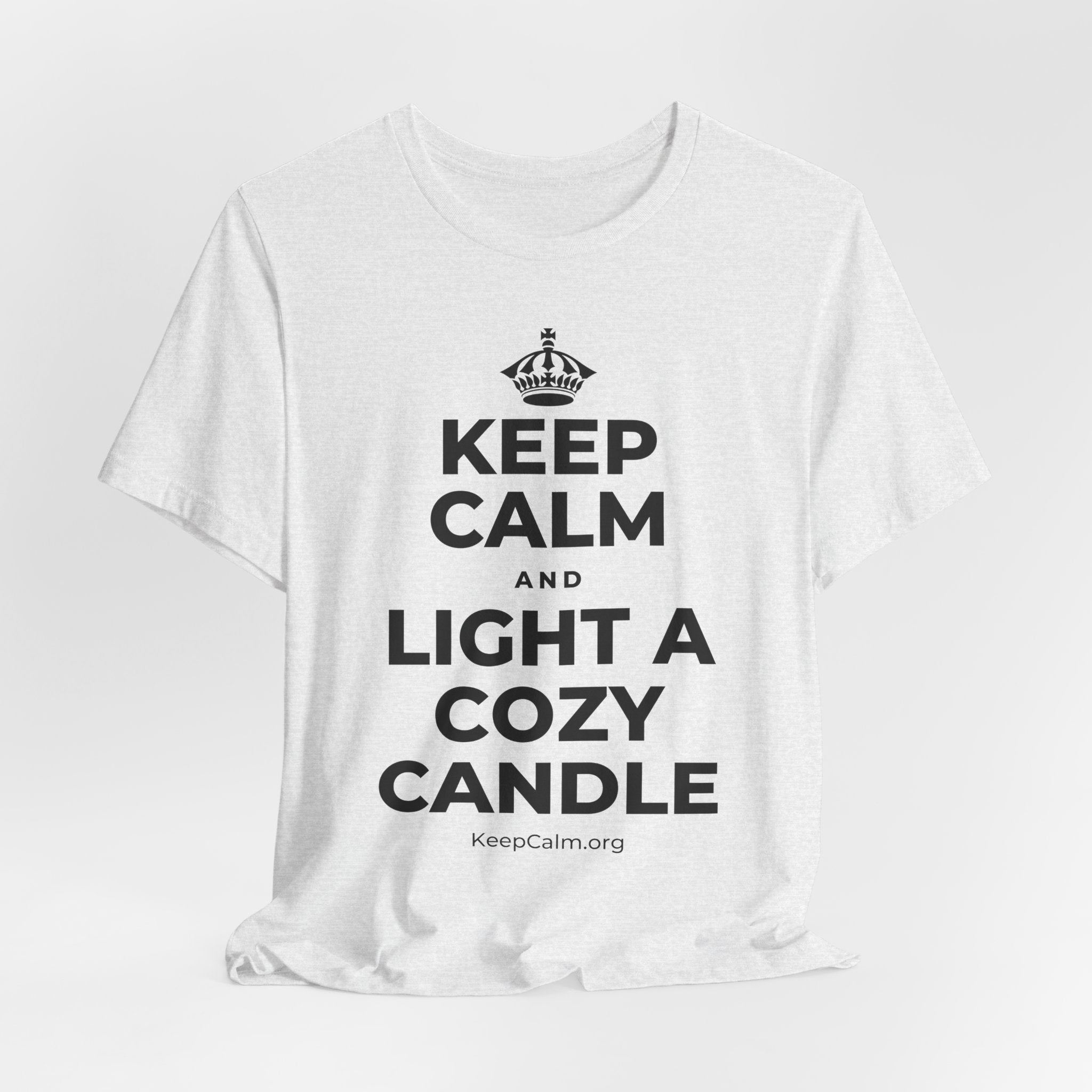 KEEP CALM AND LIGHT A COZY CANDLE T-Shirt (Soft Cream–Heather Mauve)