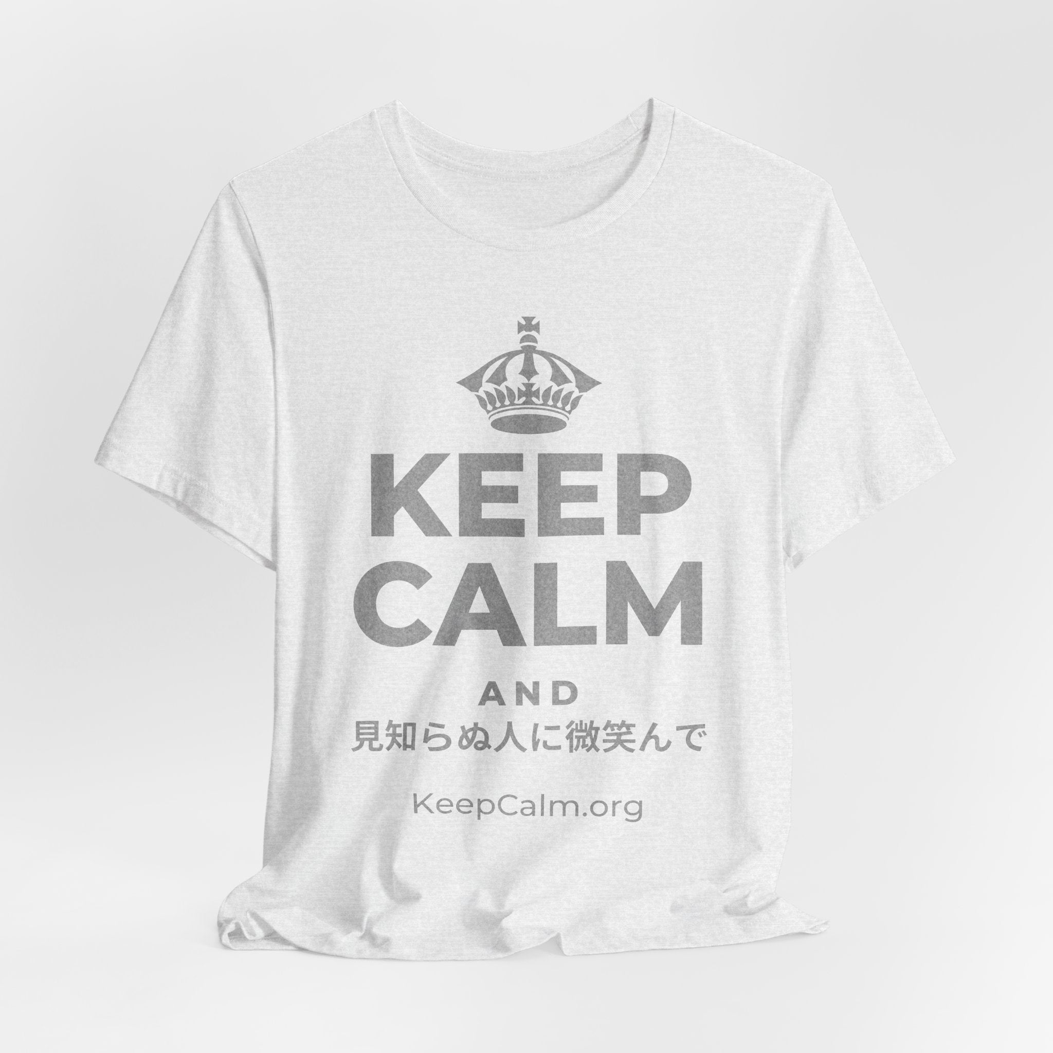 KEEP CALM AND 見知らぬ人に微笑んで T-Shirt (Soft Cream–Heather Mauve)