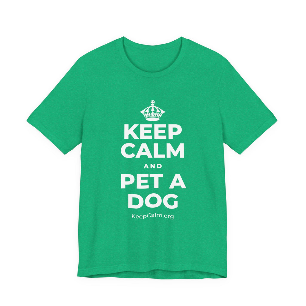 KEEP CALM AND PET A DOG T-Shirt (Baby Blue–Silver)
