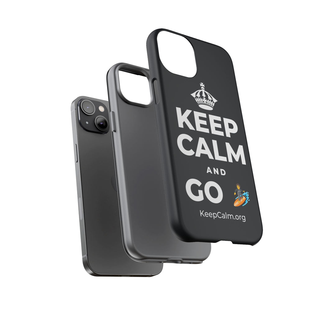 KEEP CALM AND GO 🏄 Phone Case (Dark)