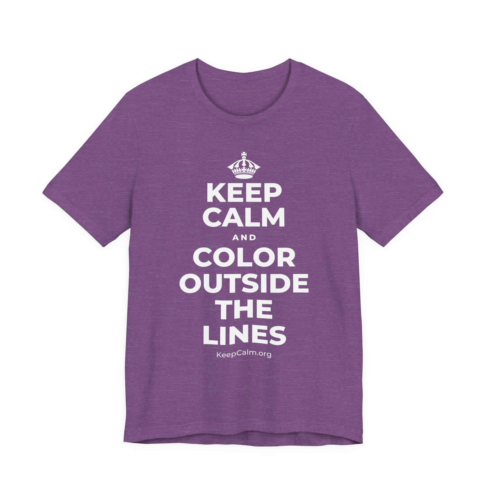 KEEP CALM AND COLOR OUTSIDE THE LINES T-Shirt (Baby Blue–Silver)