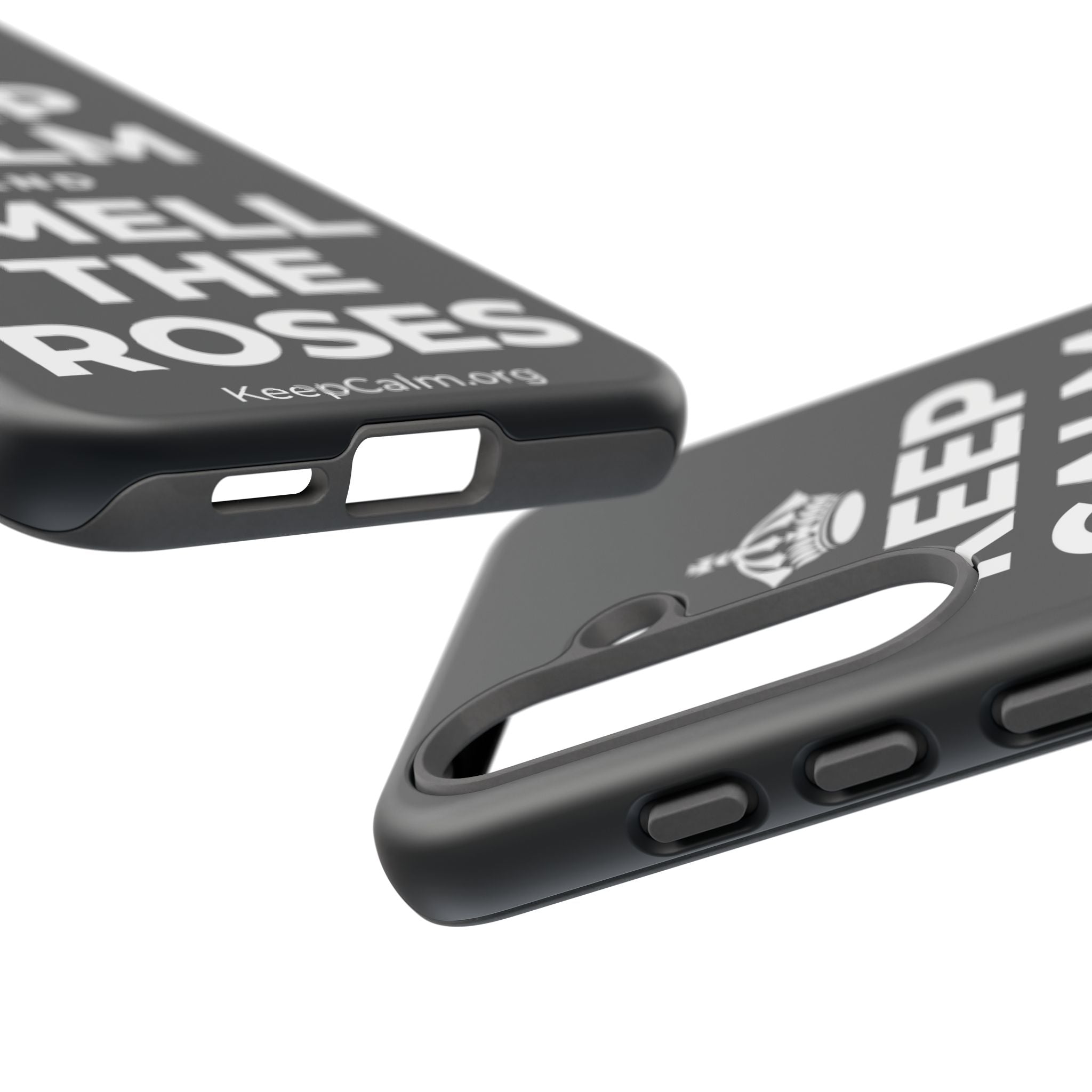KEEP CALM AND SMELL THE ROSES Phone Case (Dark)