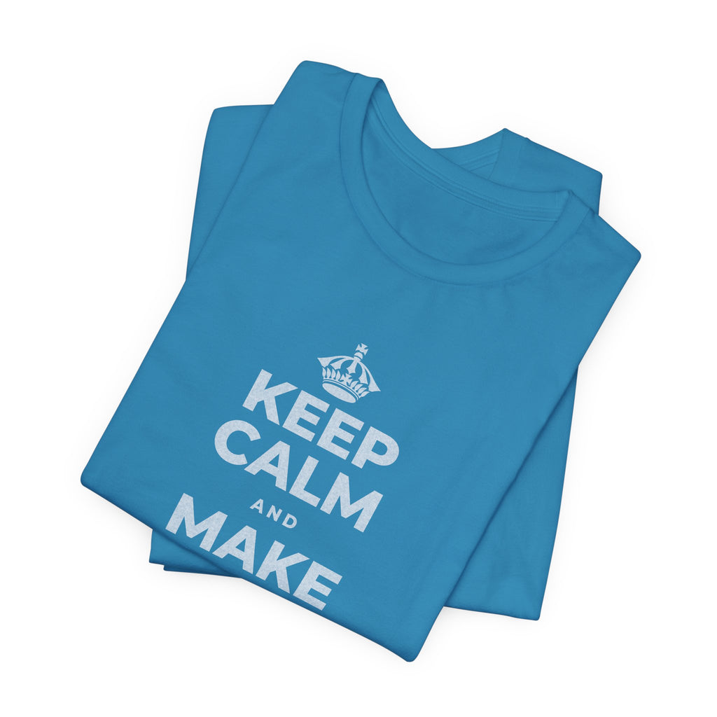 KEEP CALM AND MAKE SOMETHING T-Shirt (White–Asphalt)