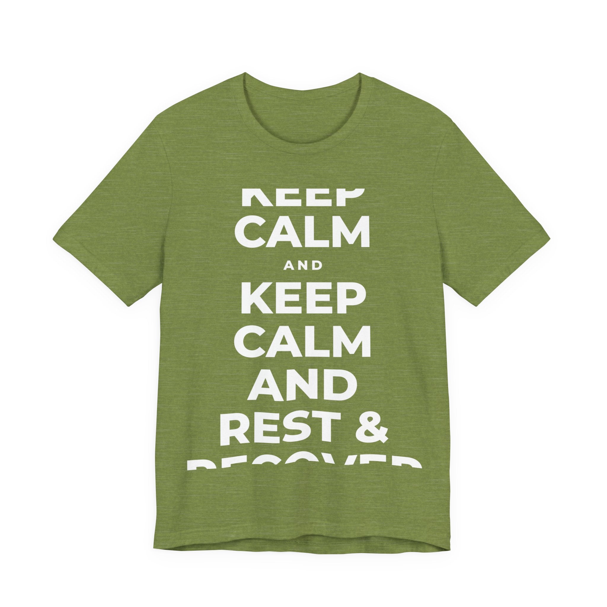 KEEP CALM AND REST & RECOVER T-Shirt (Baby Blue–Silver)