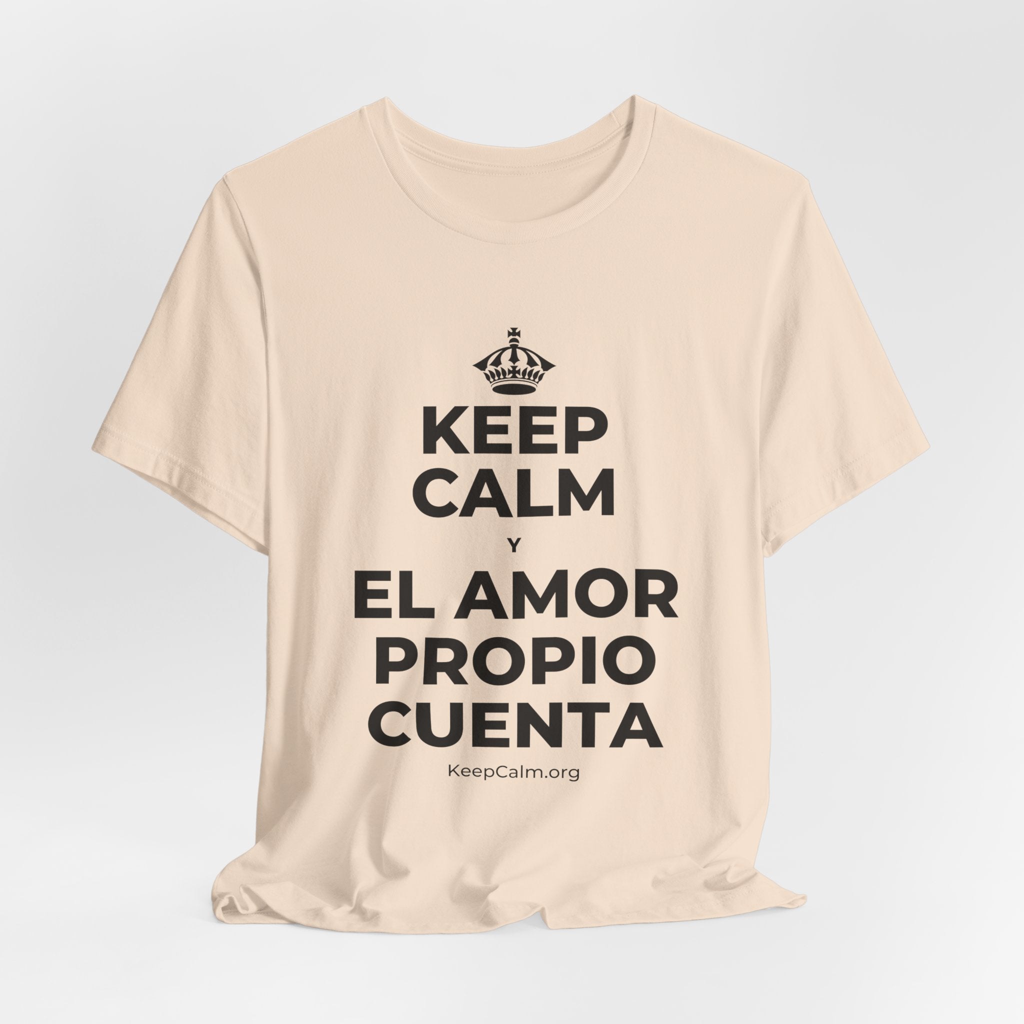 KEEP CALM Y EL AMOR PROPIO CUENTA T-Shirt (Soft Cream–Heather Mauve)
