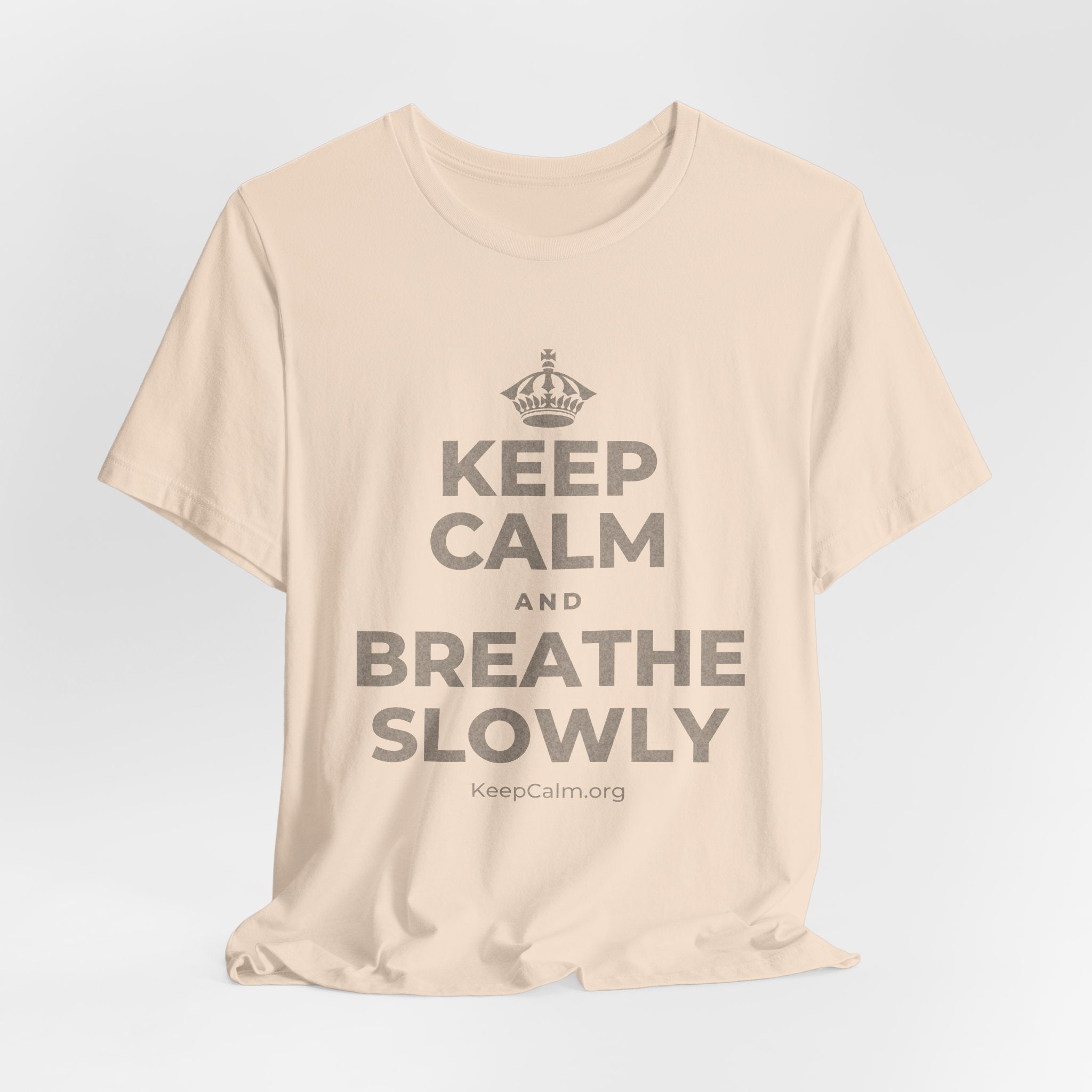 KEEP CALM AND BREATHE SLOWLY T-Shirt (Soft Cream–Heather Mauve)