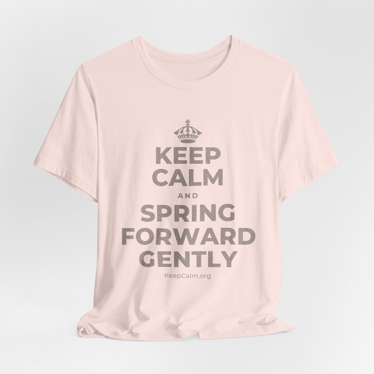 KEEP CALM AND SPRING FORWARD GENTLY T-Shirt (Soft Cream–Heather Mauve)