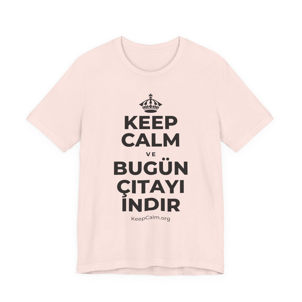 KEEP CALM VE BUGÜN ÇITAYI INDIR T-Shirt (Soft Cream–Heather Mauve)
