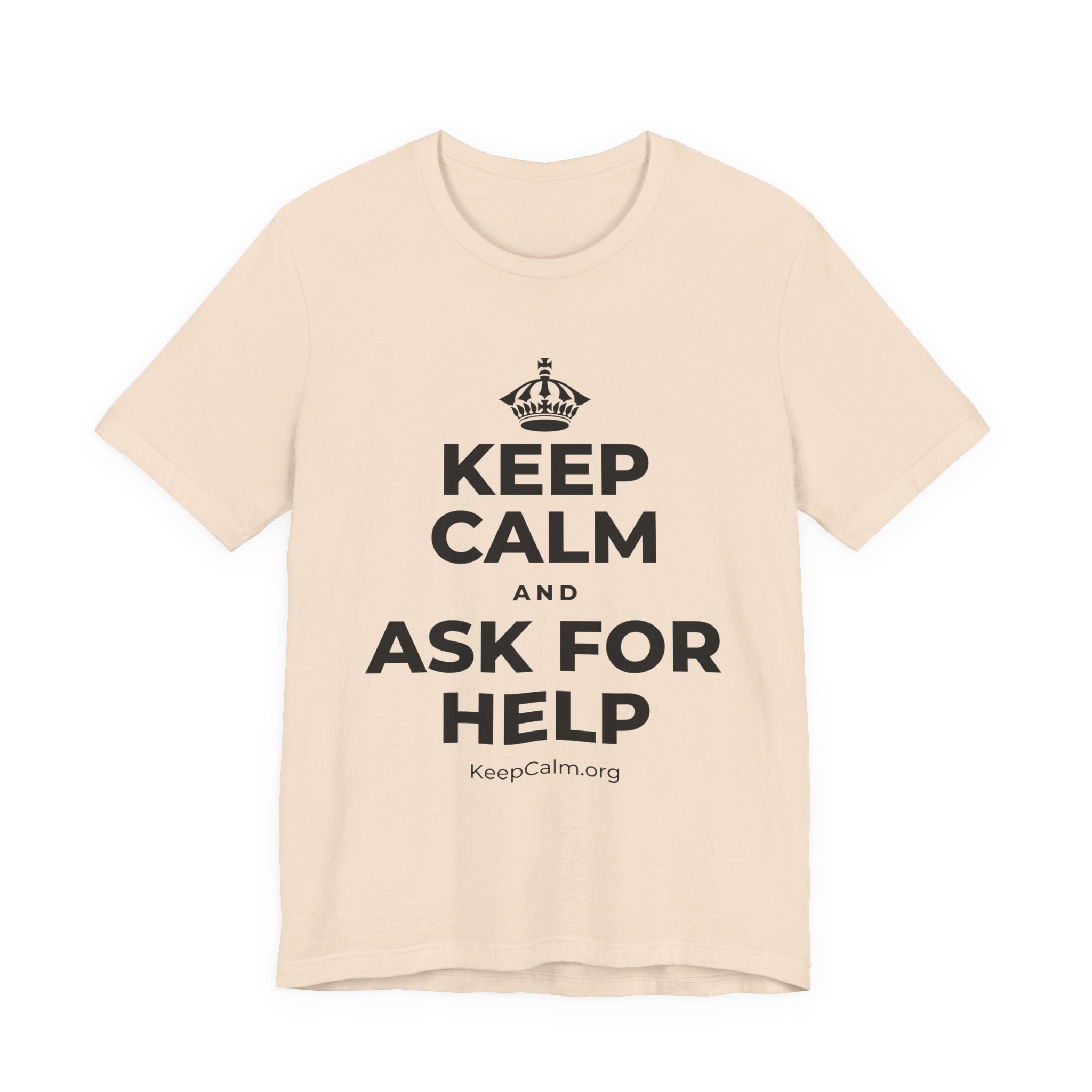 KEEP CALM AND ASK FOR HELP T-Shirt (Soft Cream–Heather Mauve)