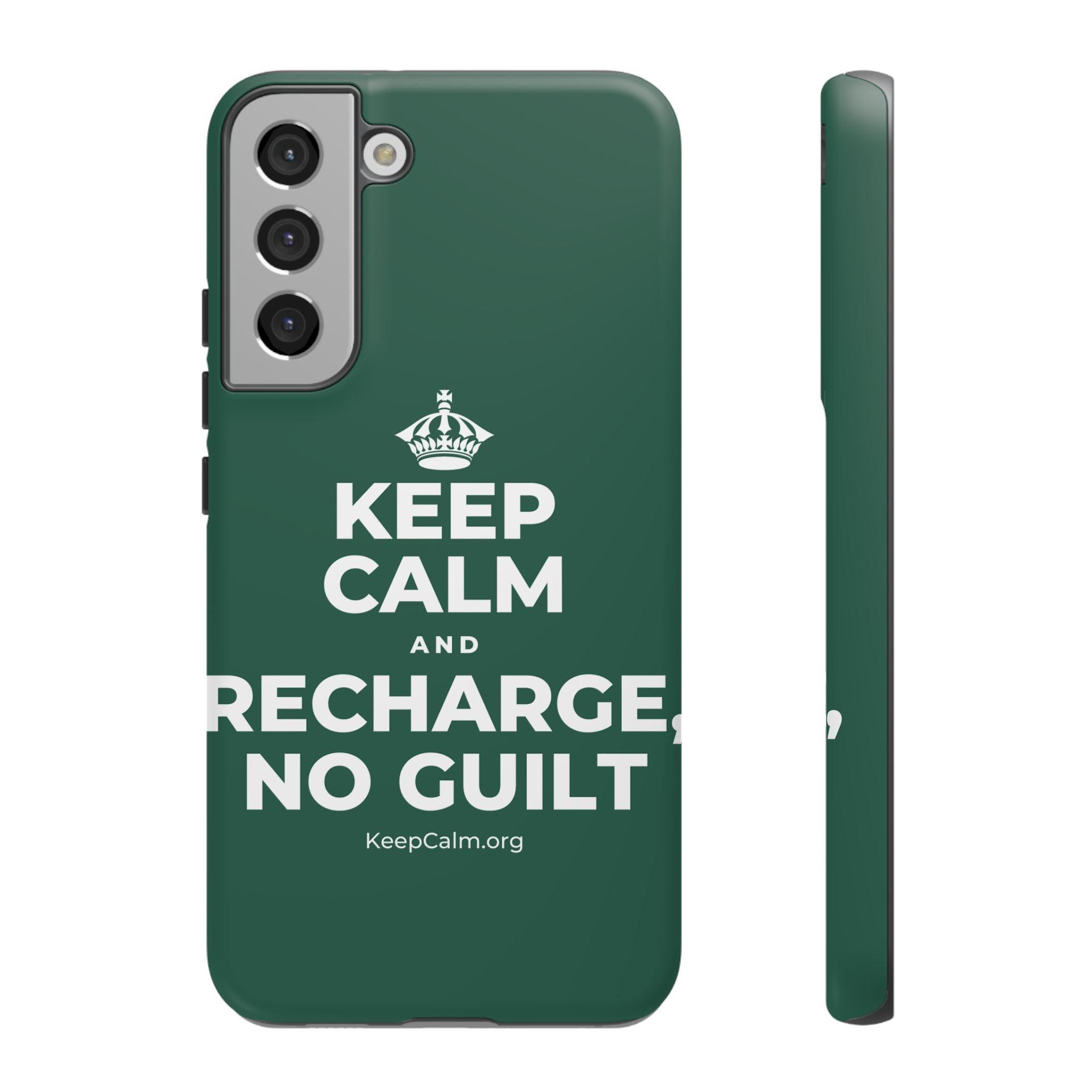 KEEP CALM AND RECHARGE, NO GUILT Phone Case