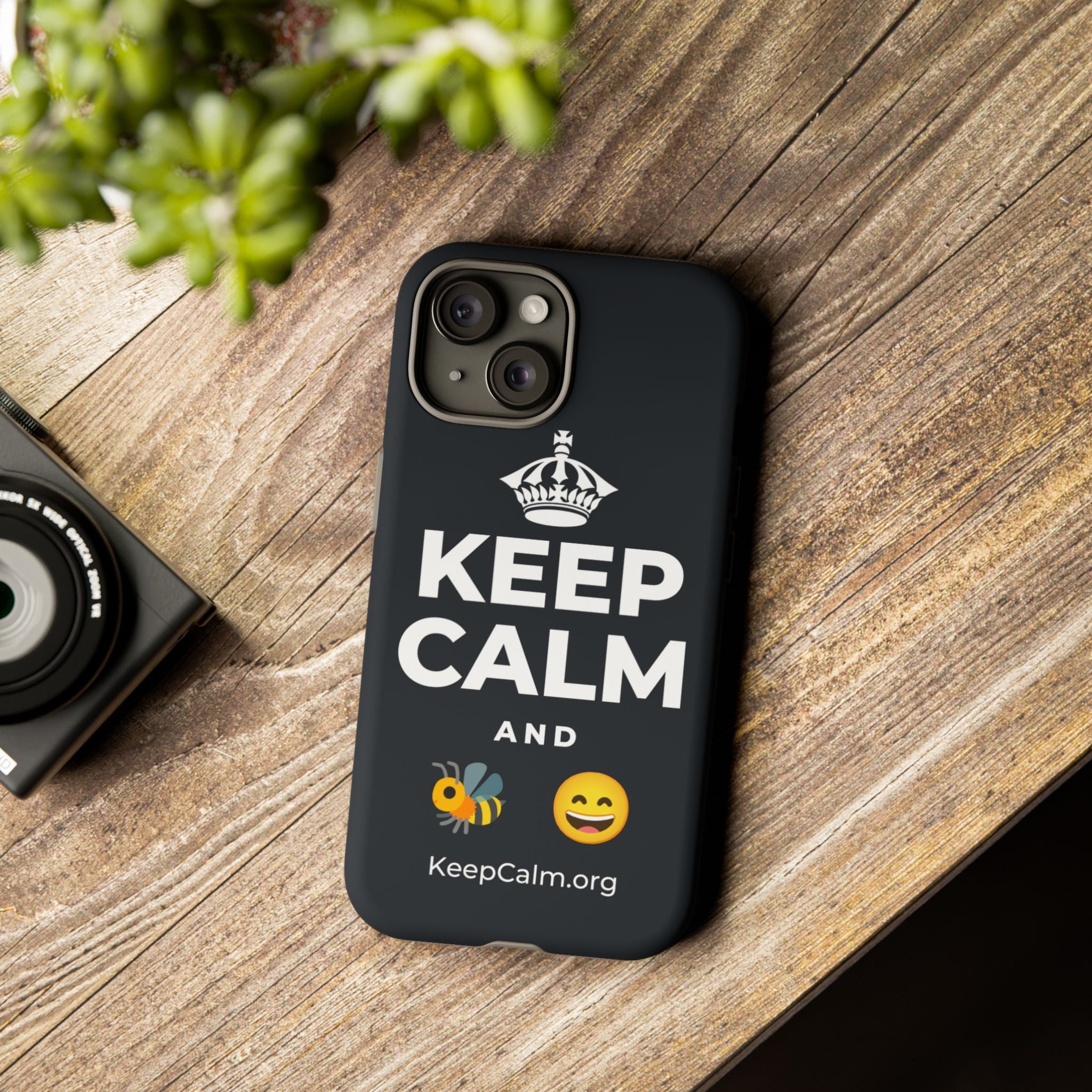 KEEP CALM AND 🐝 😄 Phone Case (Dark)