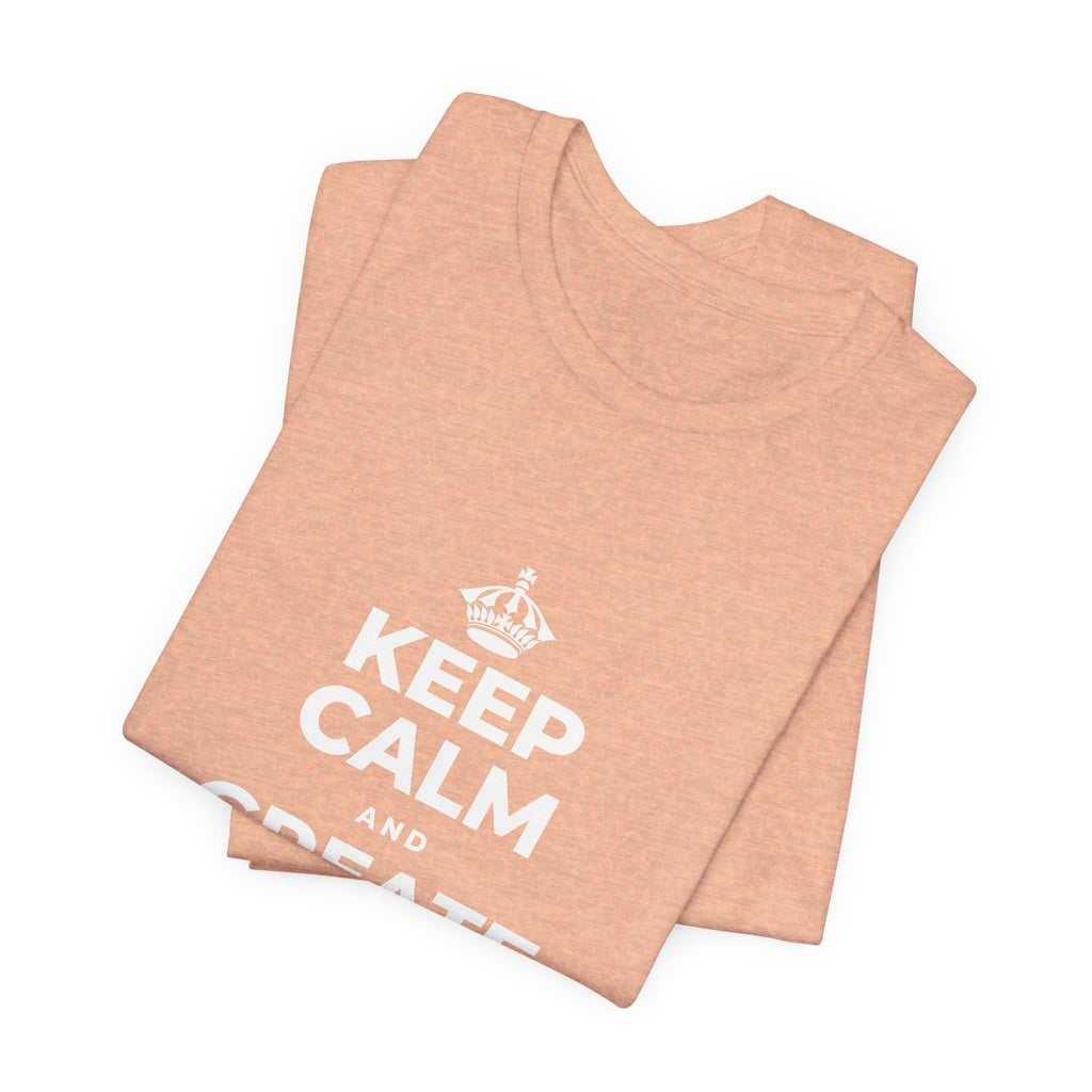 KEEP CALM AND CREATE WITH HIGGSFIELD T-Shirt (Soft Cream–Heather Mauve)