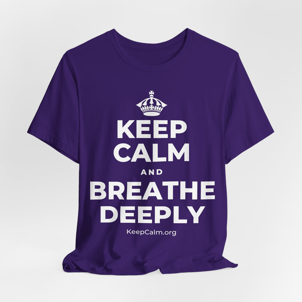 KEEP CALM AND BREATHE DEEPLY T-Shirt (Soft Cream–Heather Mauve)
