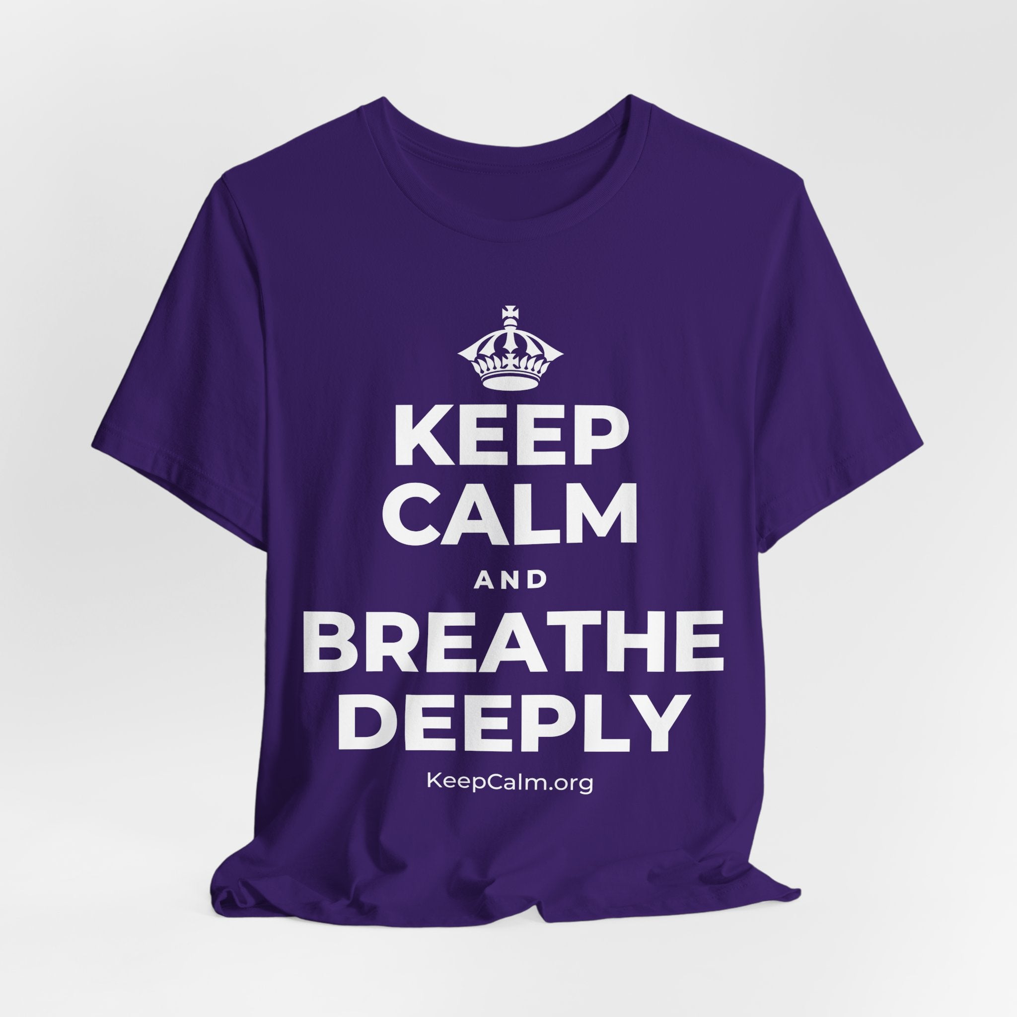 KEEP CALM AND BREATHE DEEPLY T-Shirt (Soft Cream–Heather Mauve)