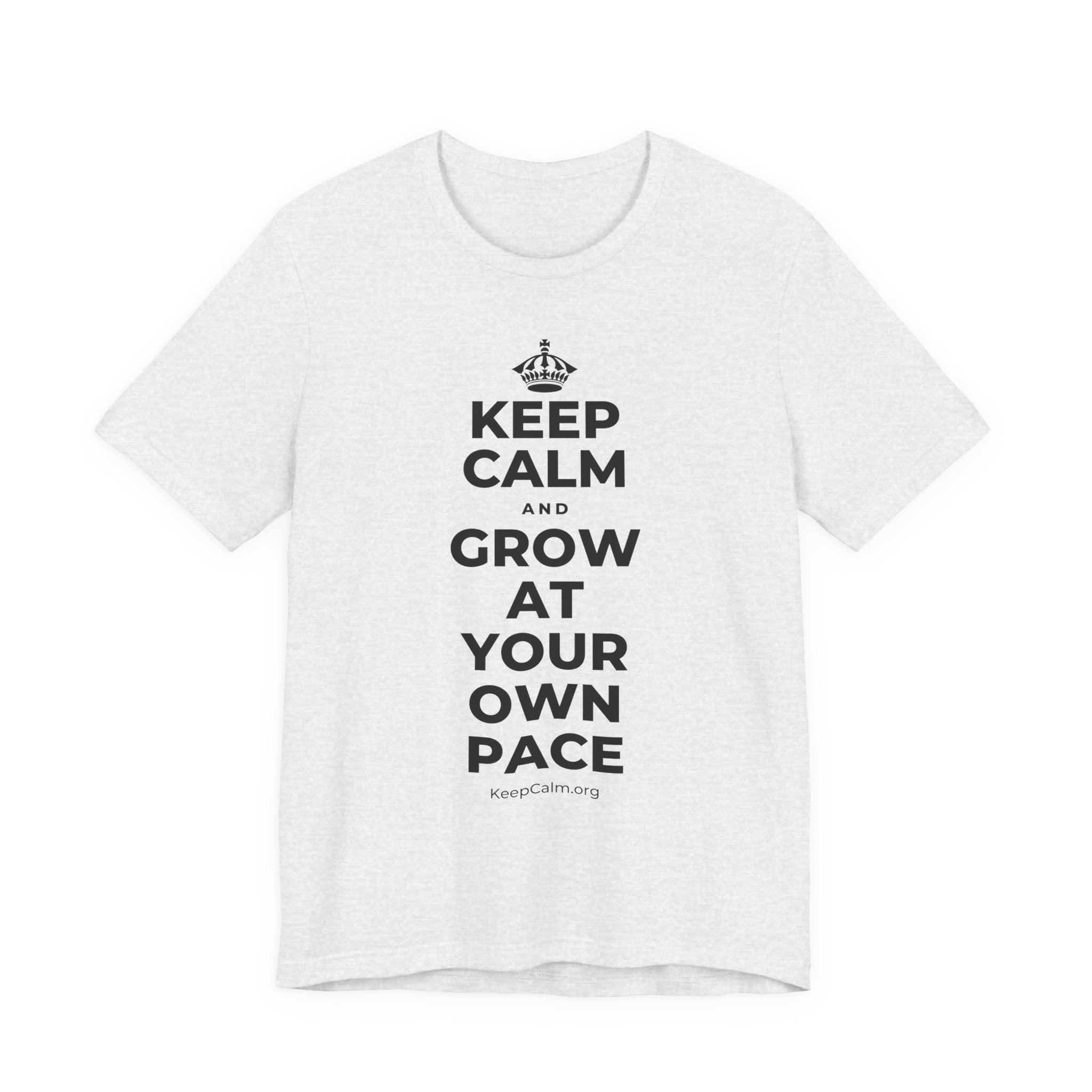 KEEP CALM AND GROW AT YOUR OWN PACE T-Shirt (Soft Cream–Heather Mauve)
