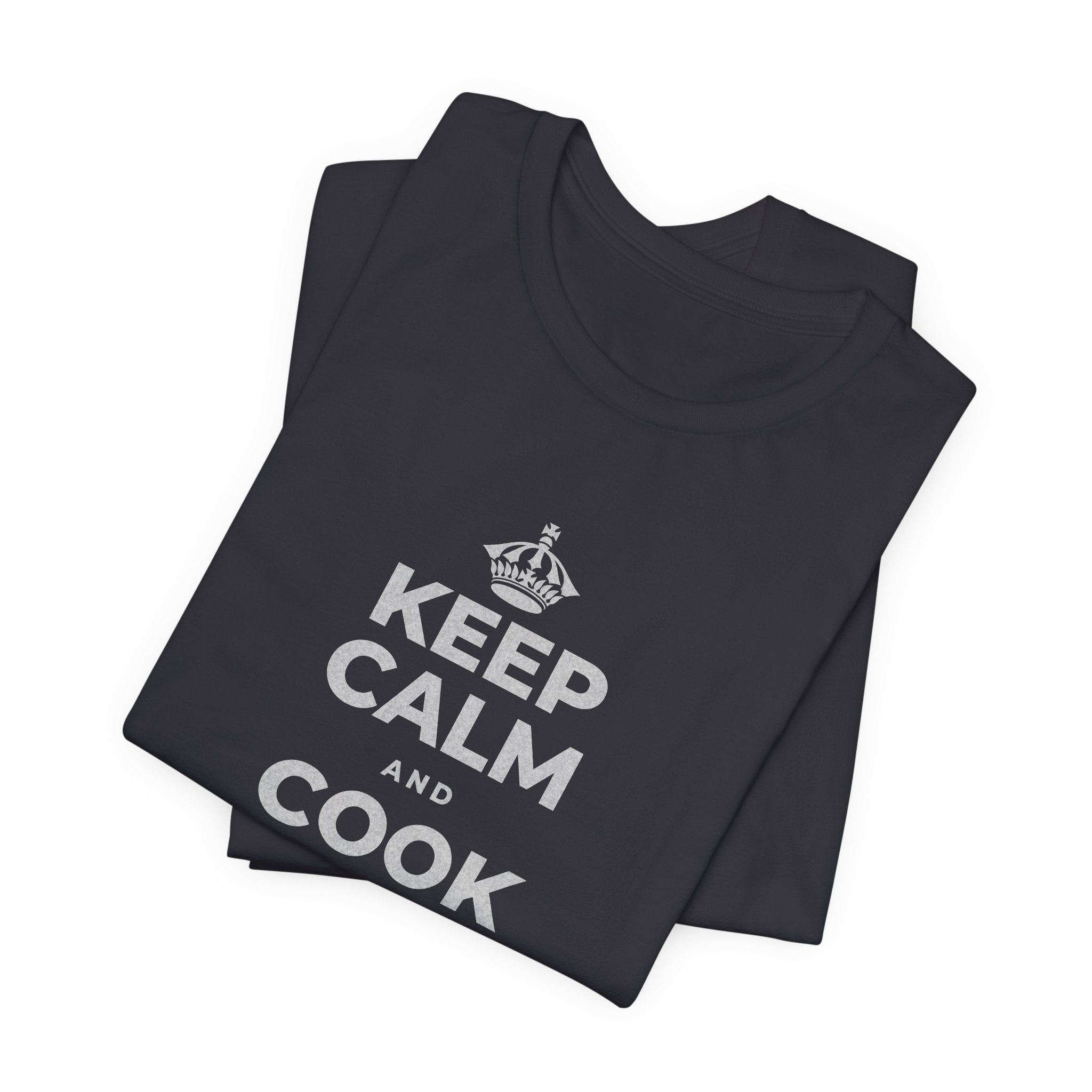 KEEP CALM AND COOK SOMETHING T-Shirt (Baby Blue–Silver)