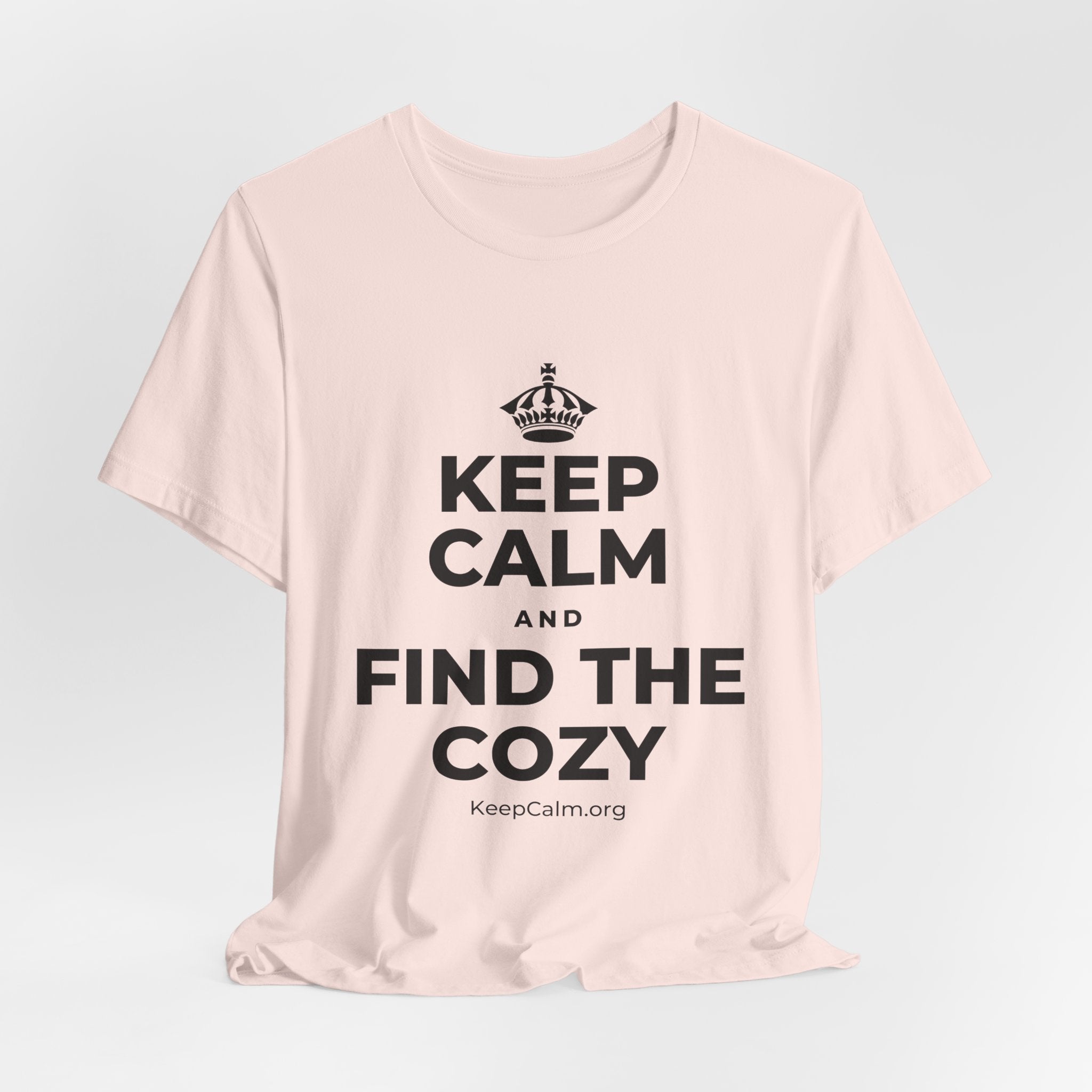 KEEP CALM AND FIND THE COZY T-Shirt (Soft Cream–Heather Mauve)