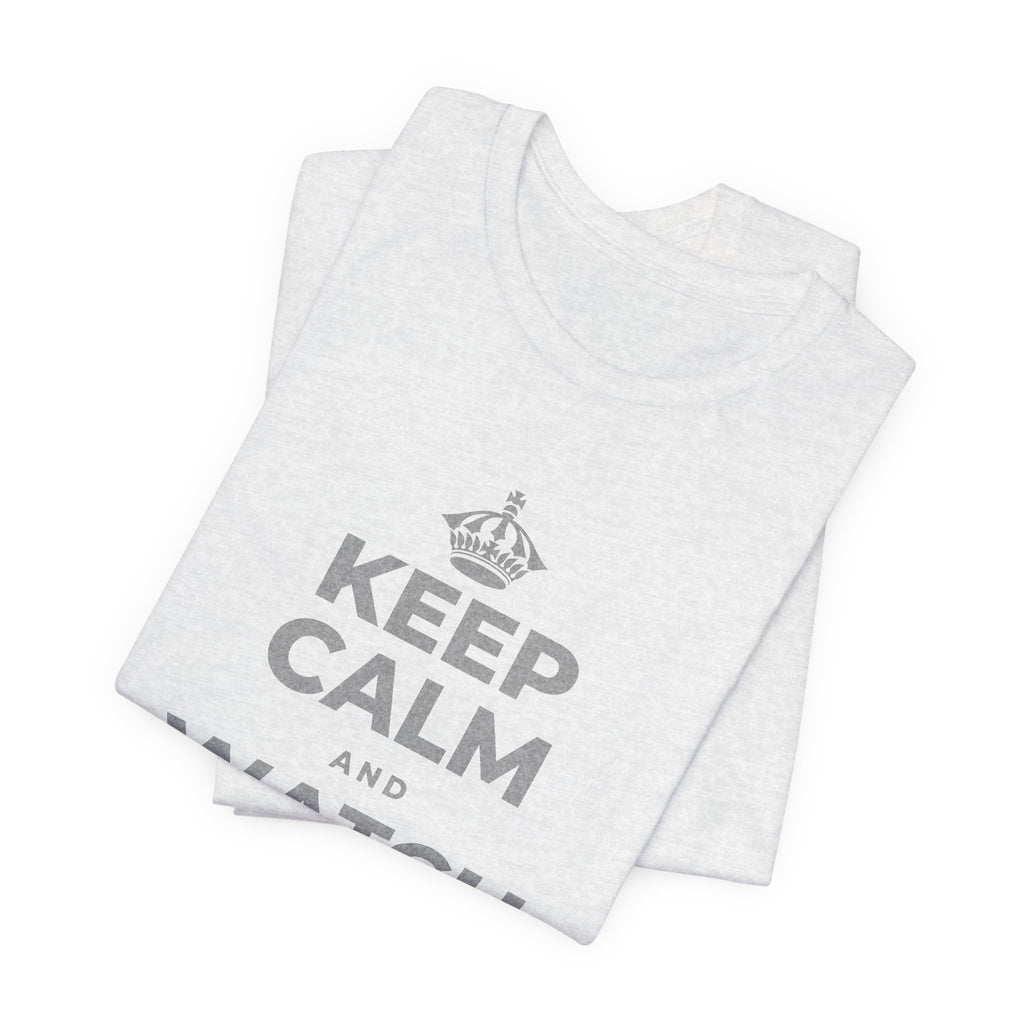 KEEP CALM AND WATCH THE CLOUDS T-Shirt (Soft Cream–Heather Mauve)