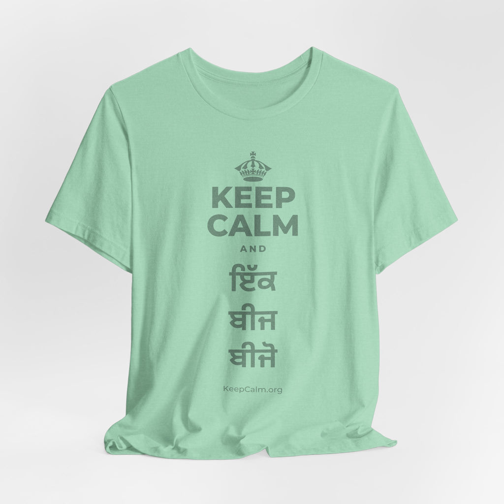 KEEP CALM AND ਇੱਕ ਬੀਜ ਬੀਜੋ T-Shirt (Baby Blue–Silver)