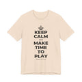 KEEP CALM AND MAKE TIME TO PLAY T-Shirt (Soft Cream–Heather Mauve)