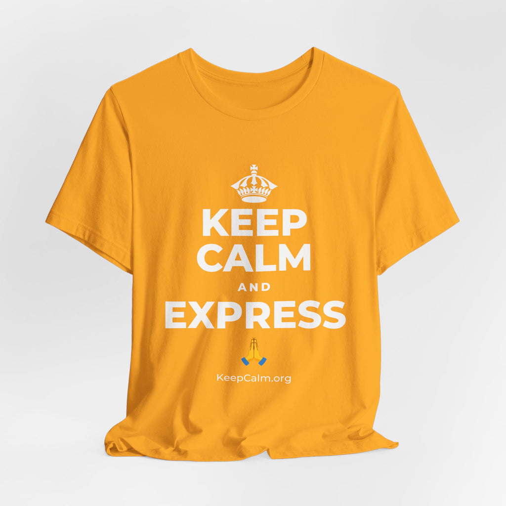 KEEP CALM AND EXPRESS 🙏 T-Shirt (Baby Blue–Silver)